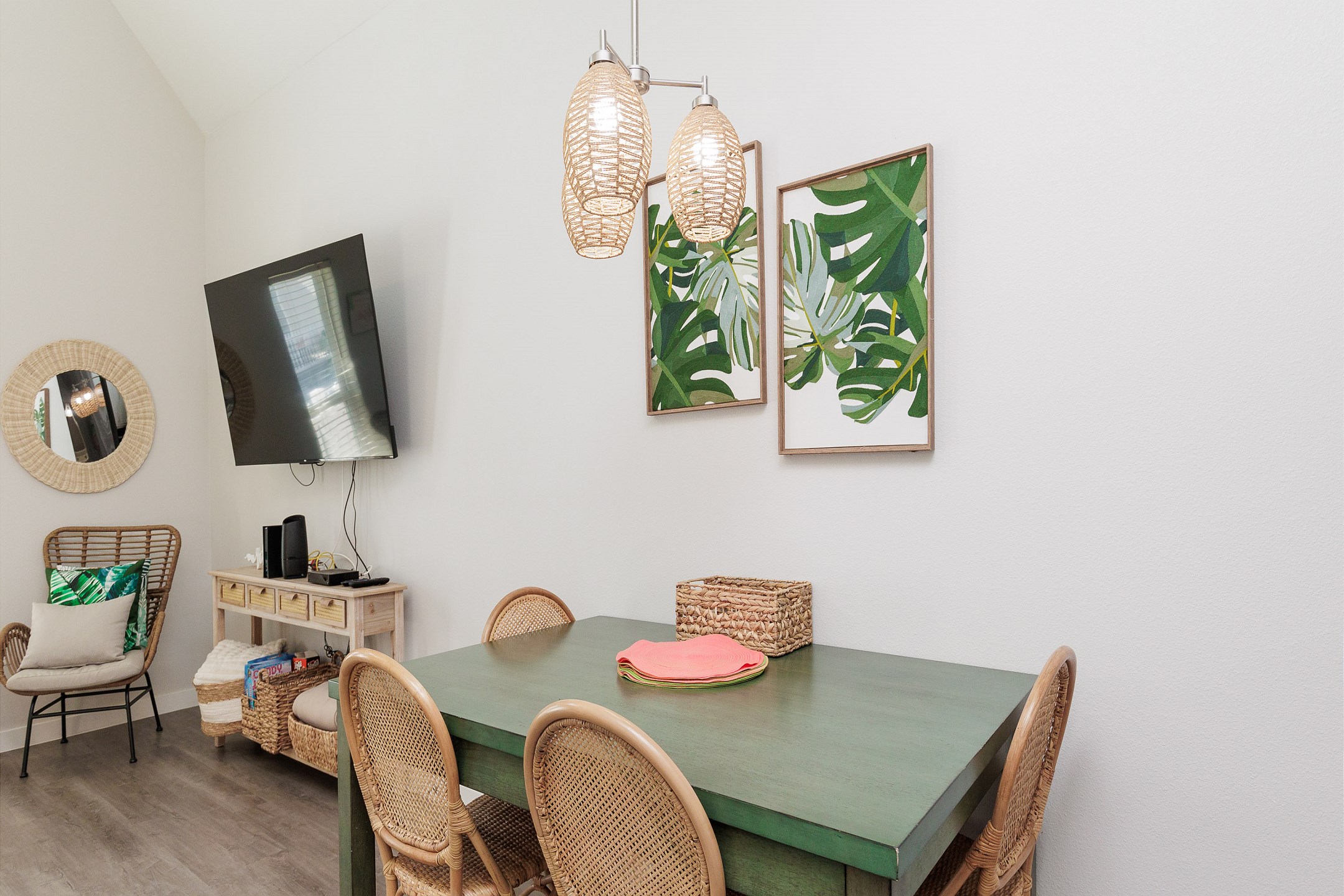 Beachy vibes in a spacious, yet cozy dining space