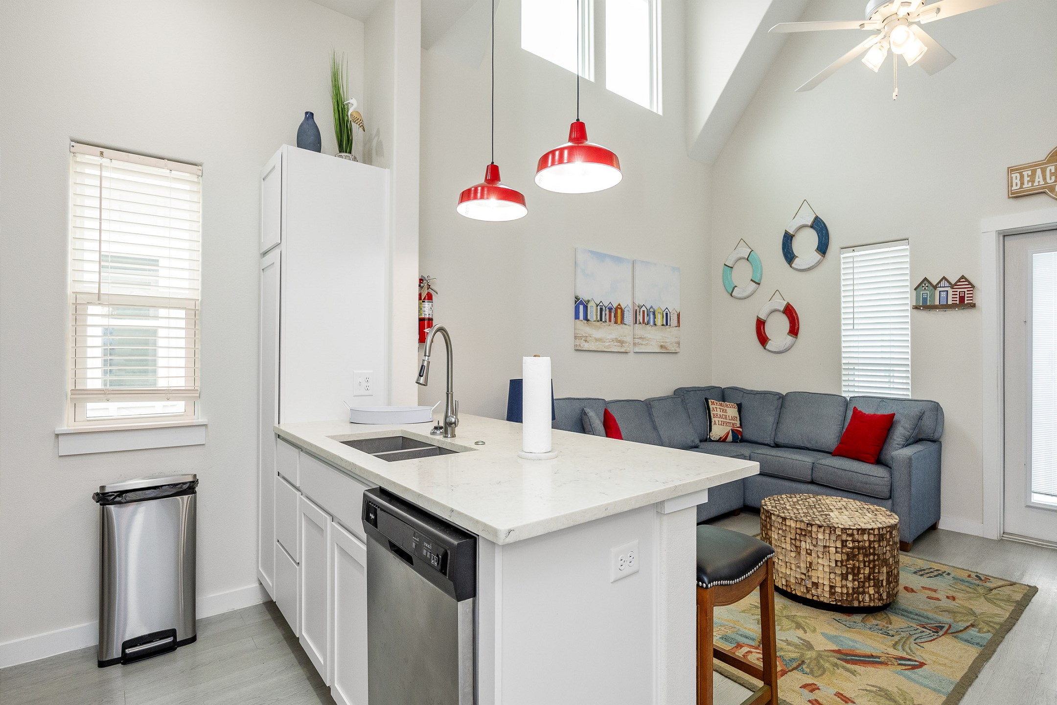 Open concept kitchen and living area 