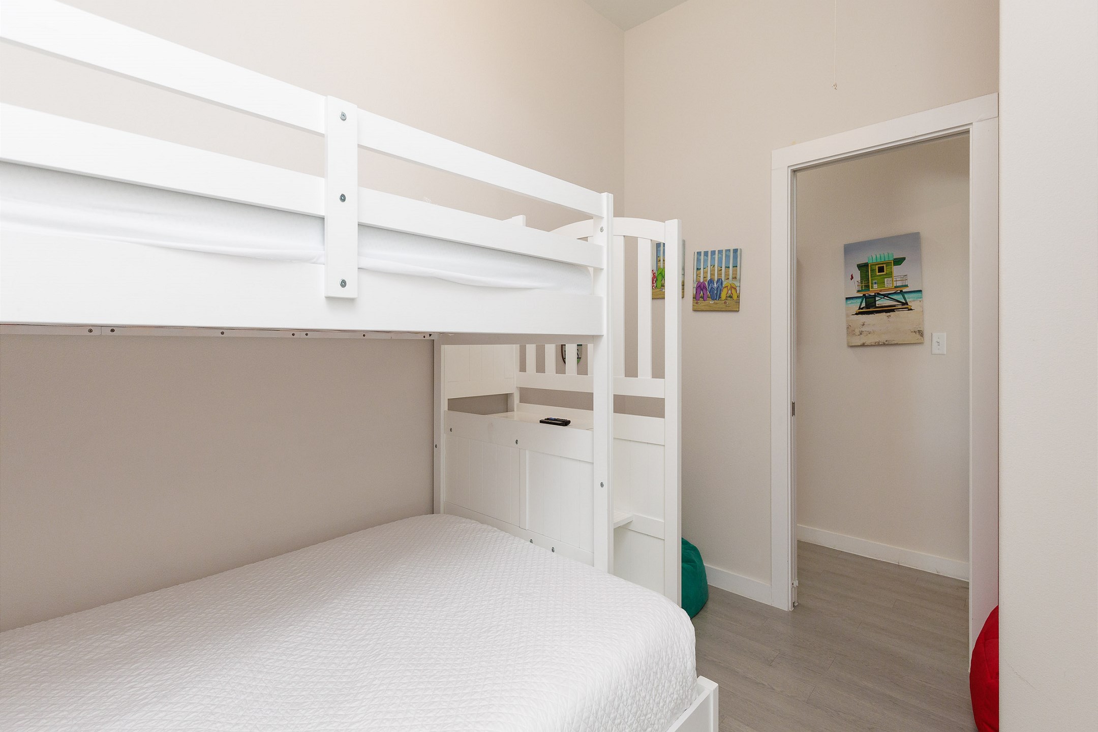 Second bedroom with twin over full size bunk bed plus twin trundle and flat screen TV 