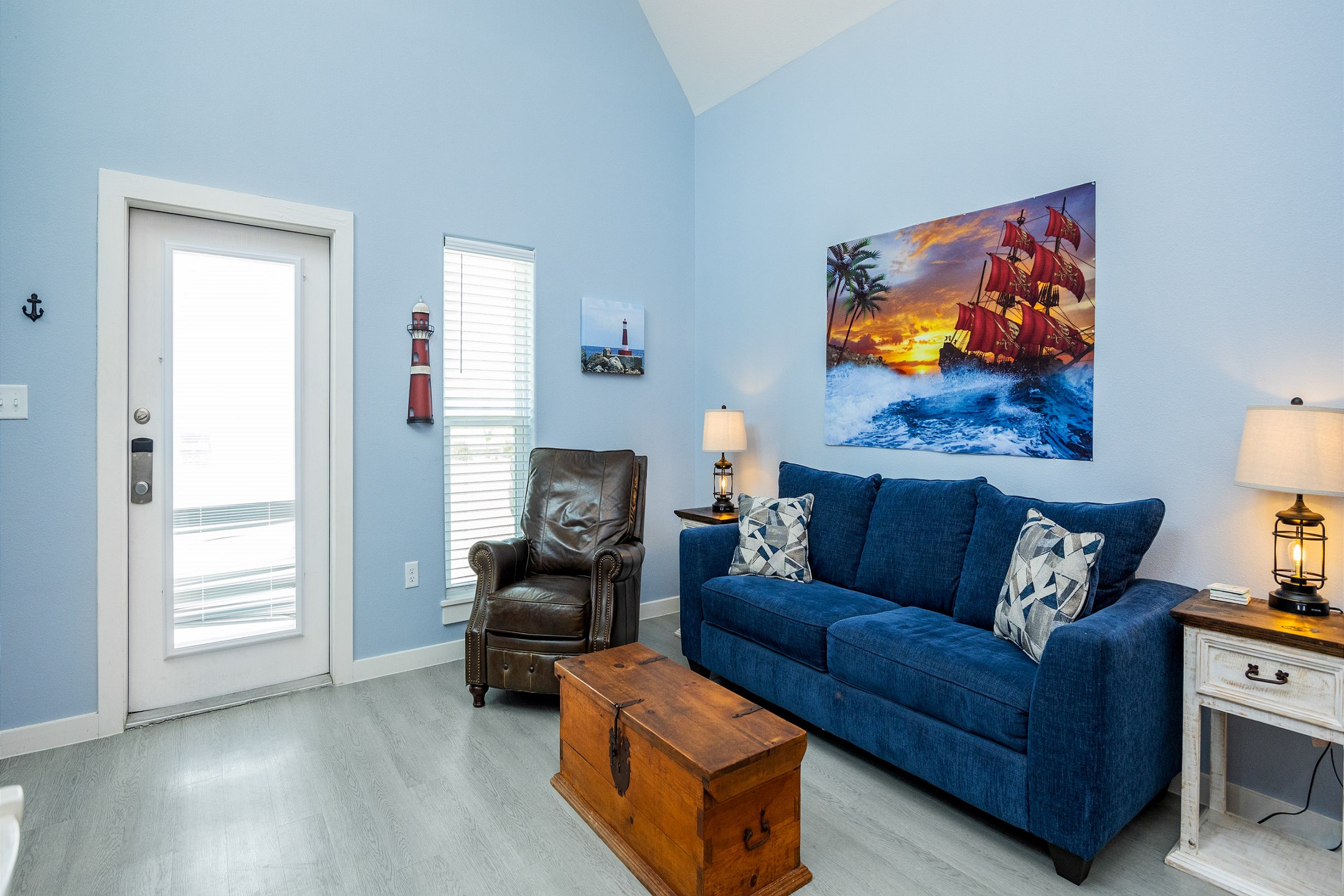 Living area with queen size sofa sleeper and comfy seating for the family 