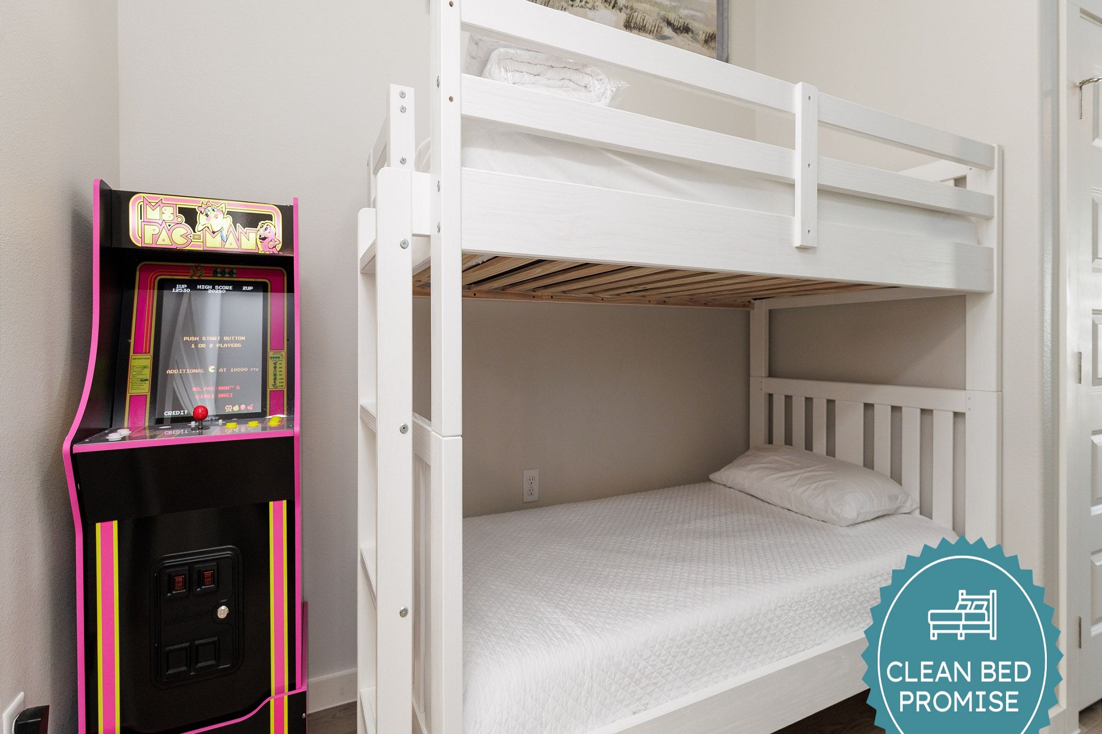 Sleep better at Padre Escapes with our exclusive Clean Bed Promise; providing fresh linens, comforters, and towels washed at high temperatures exceeding CDC recommendations, setting us apart for a truly restful vacation