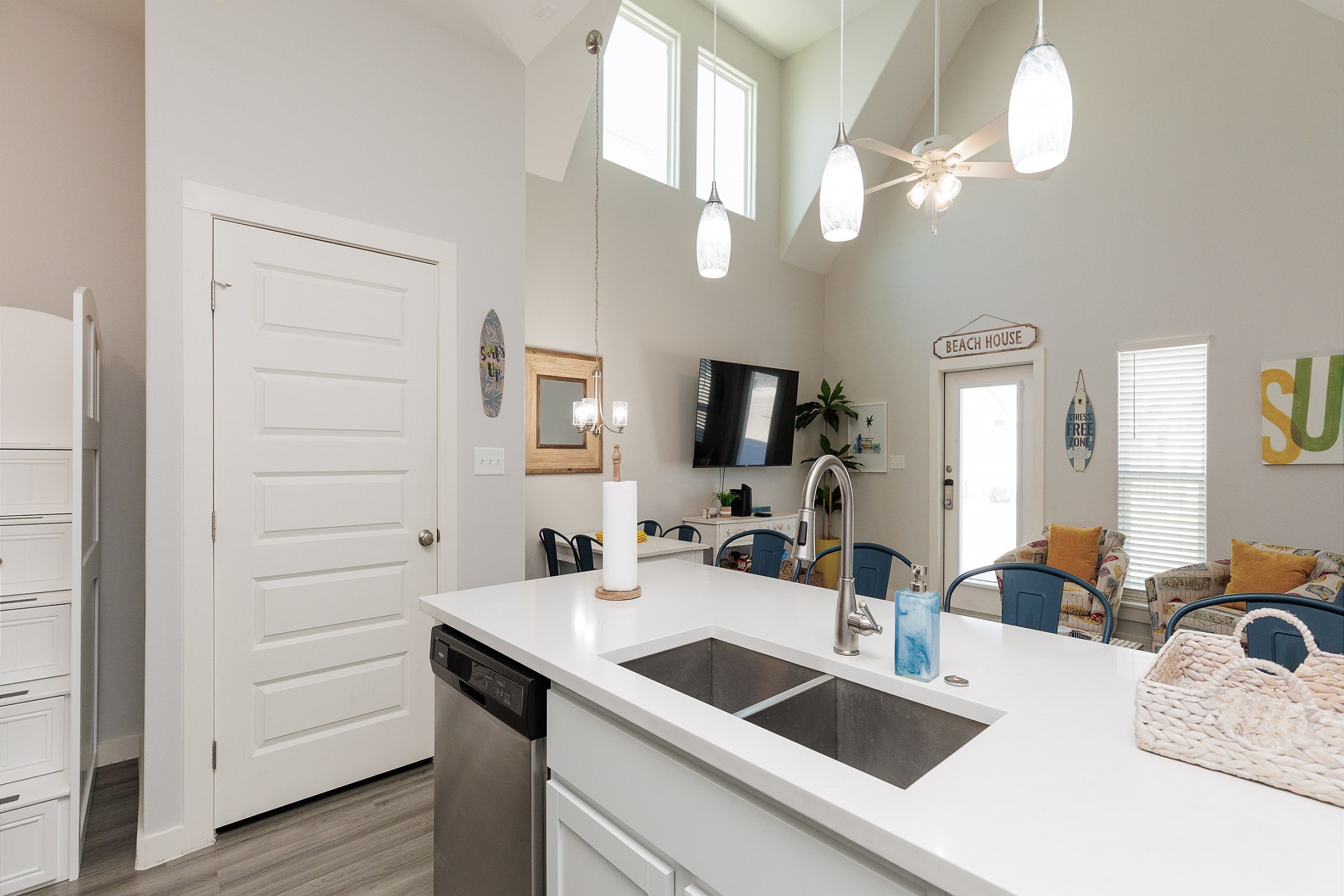 Spacious countertop and ample storage