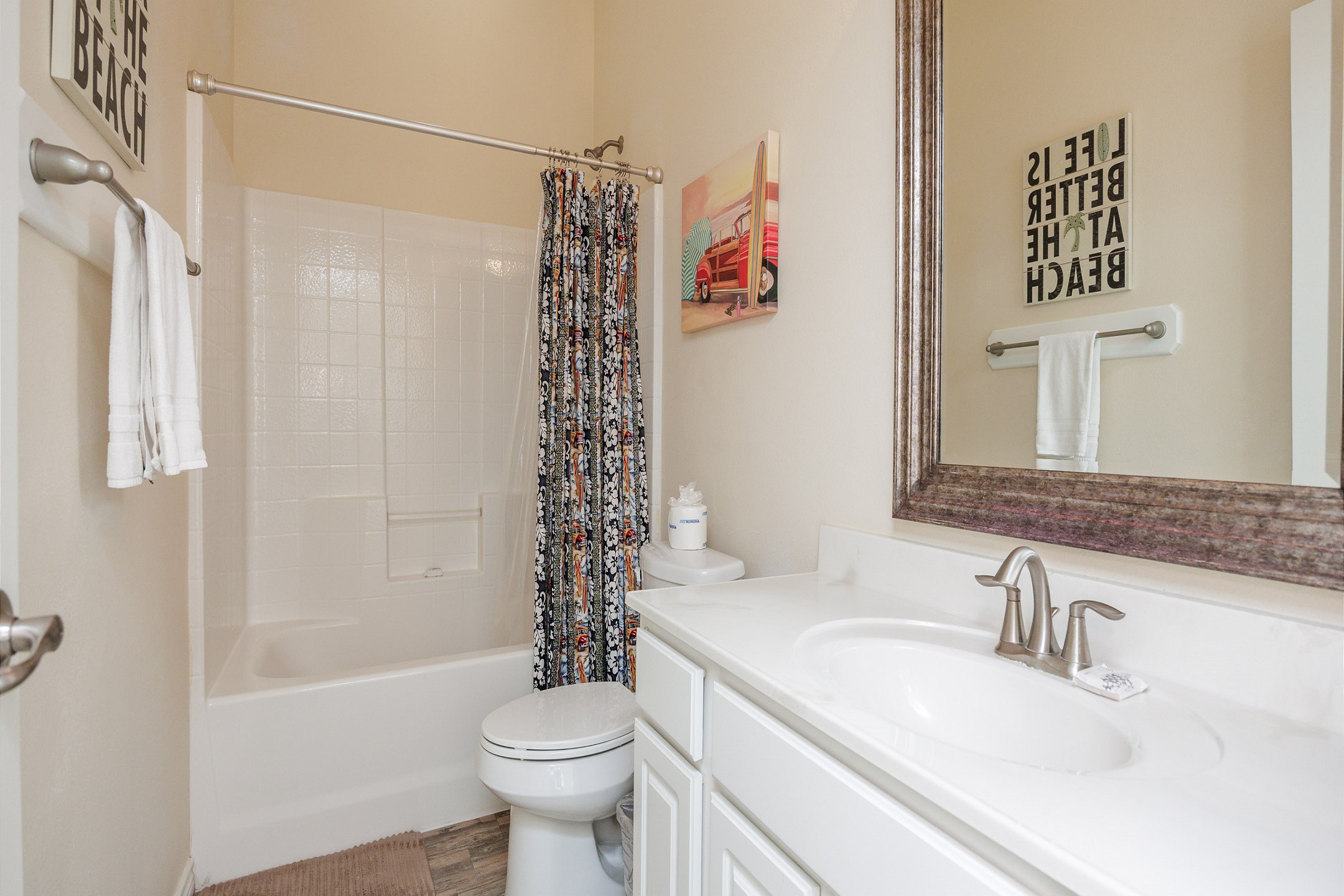 Full bathroom with tub and shower
