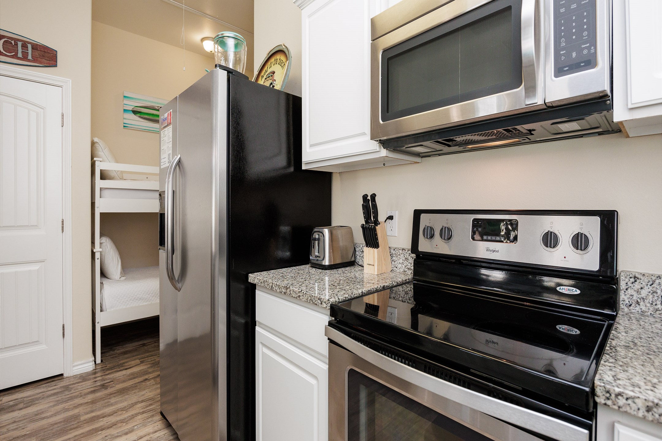 Great kitchen space with everything you need to cook meals 