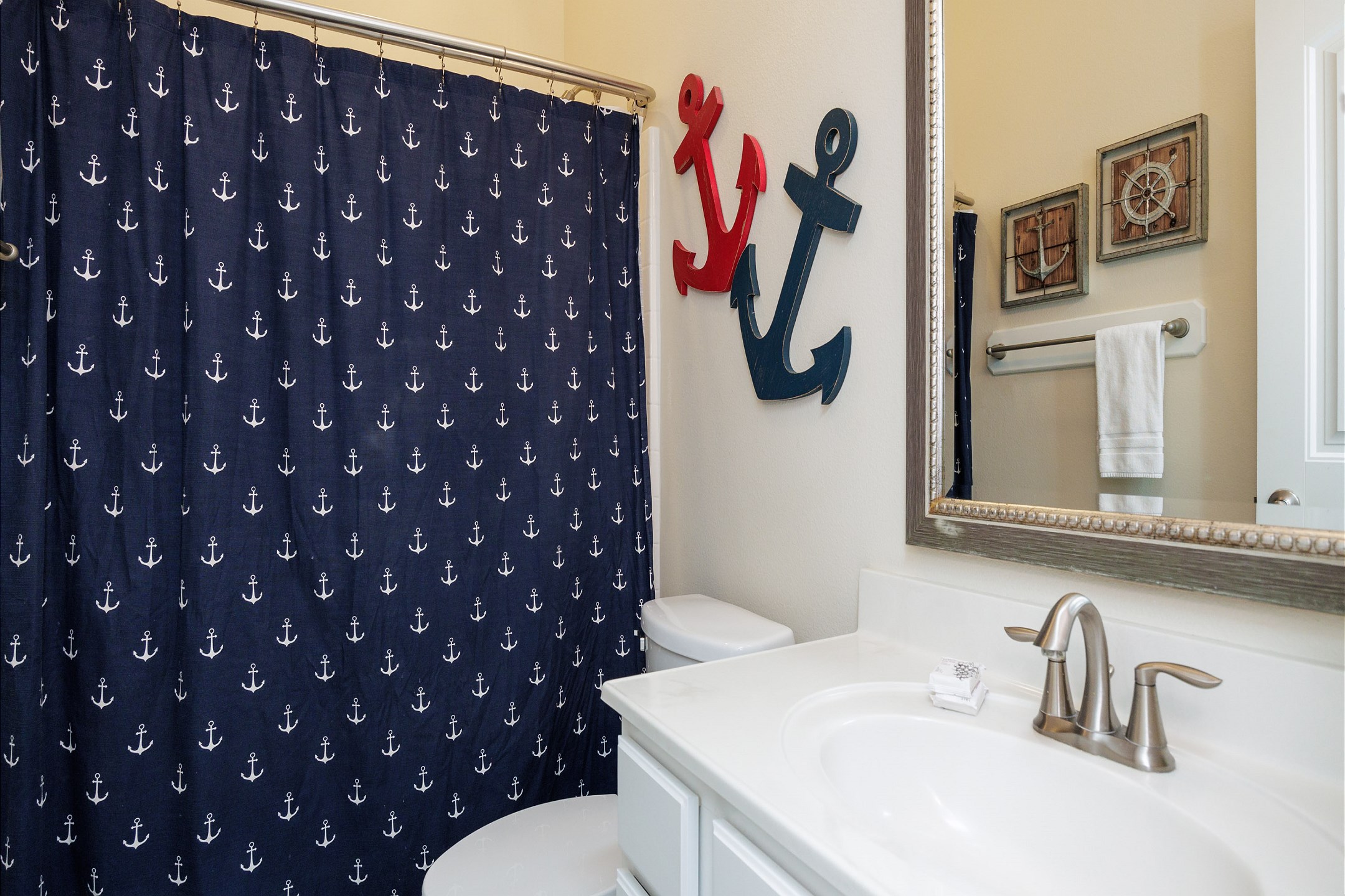 Full bathroom with tub and shower 