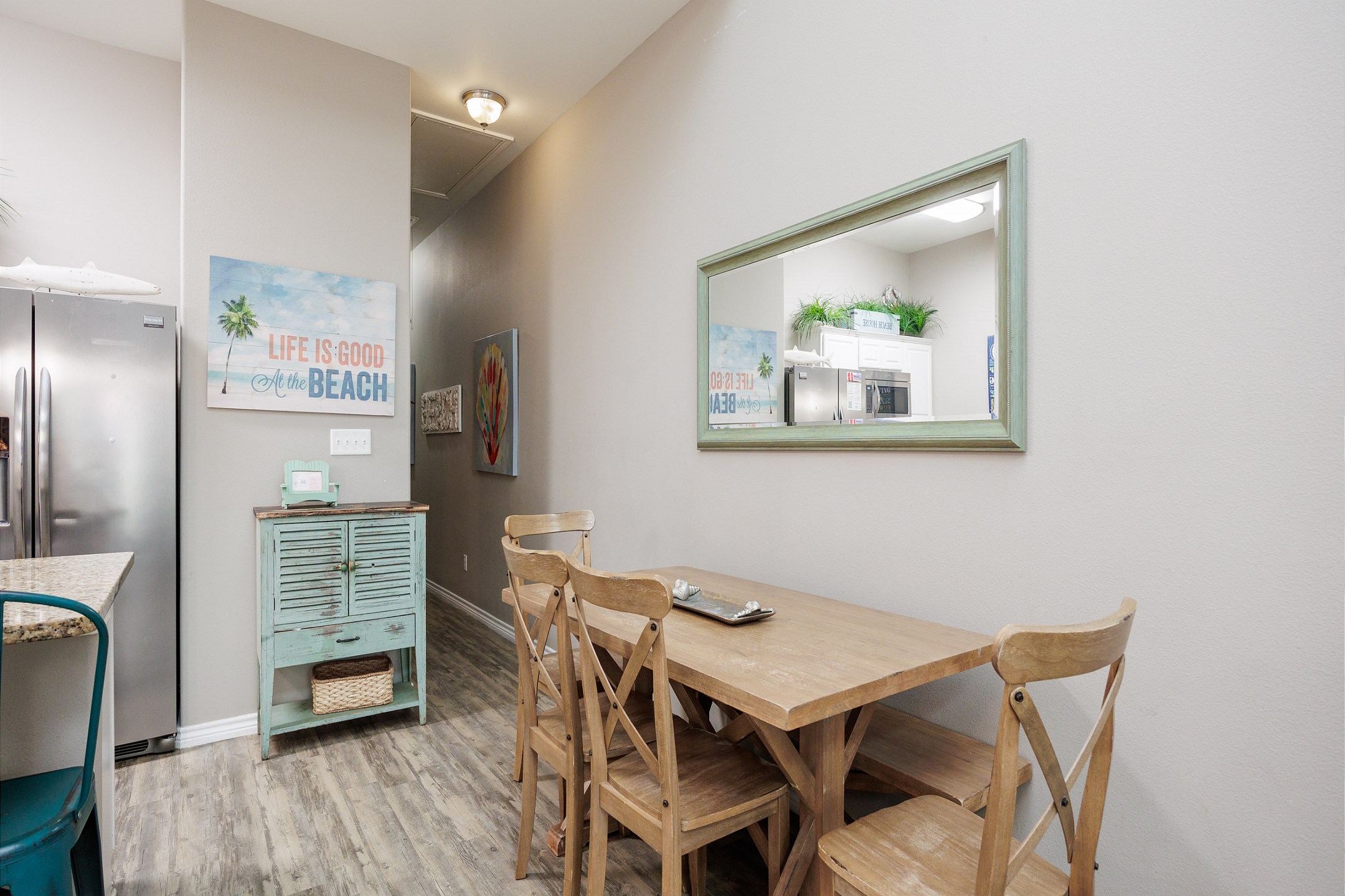 Traditional dining area with a beachside twist