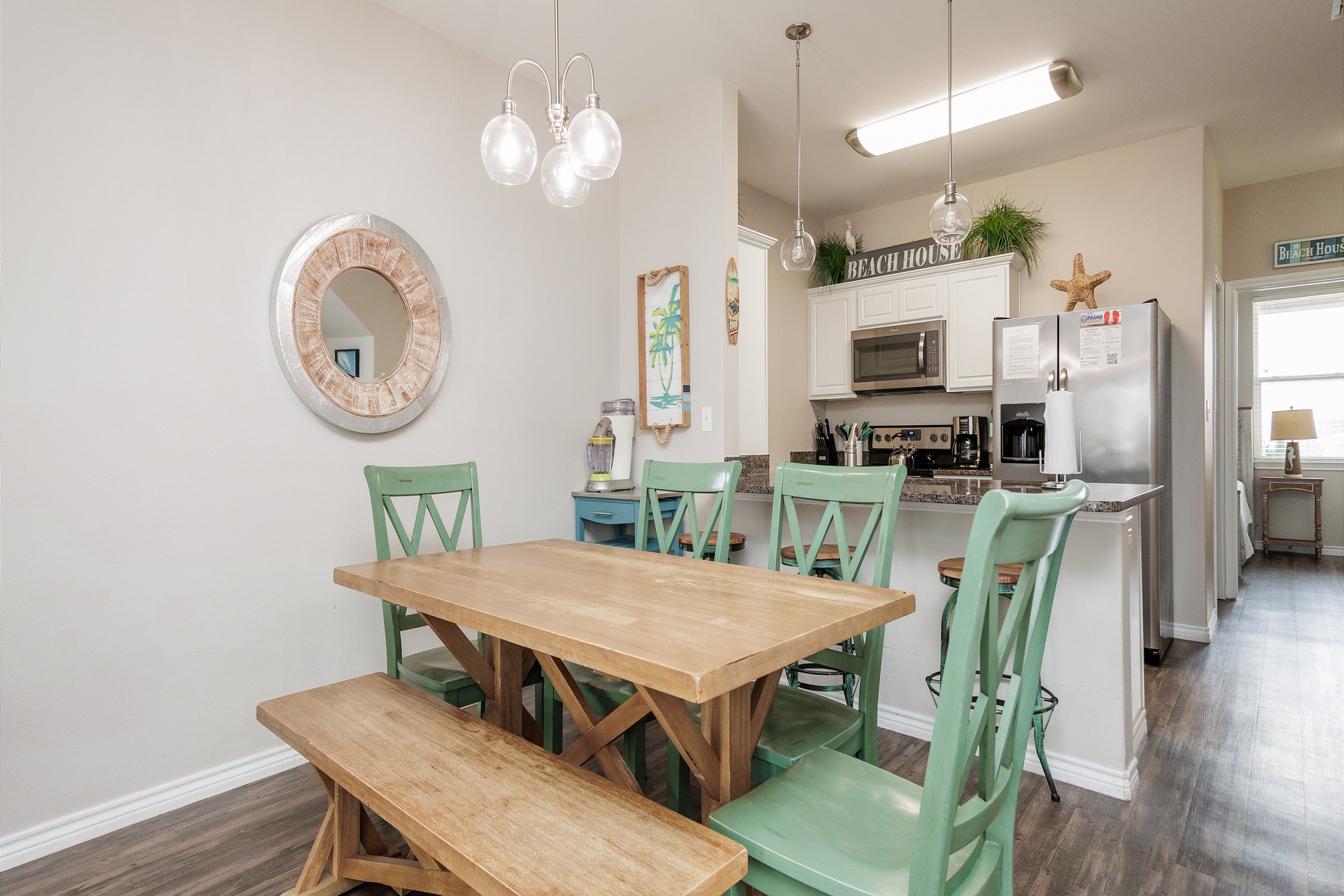 Charming dining area between the kitchen and living area