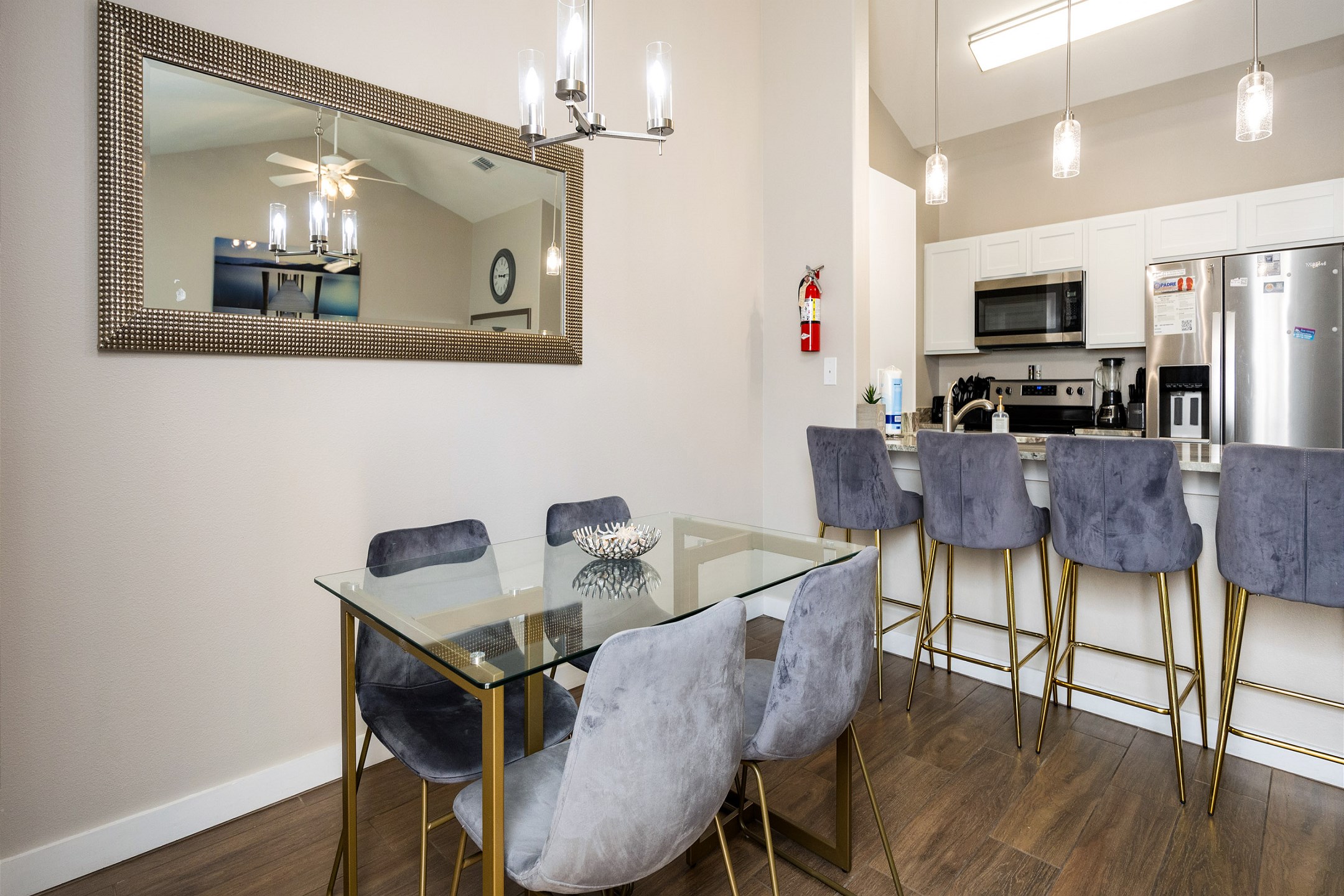 Elegant dining area with seating for four 