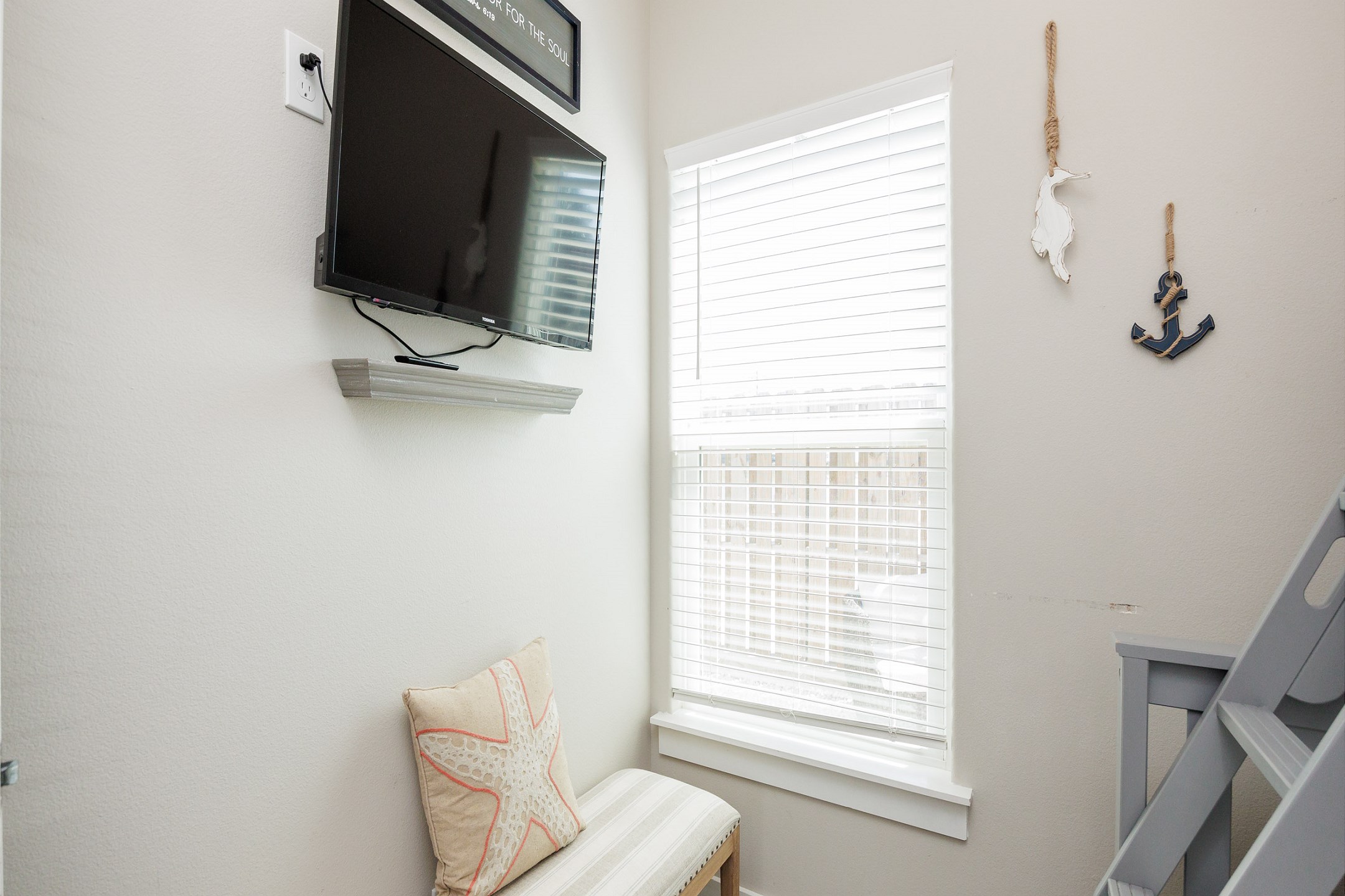 Second bedroom with twin over full size bunk bed and flat screen TV