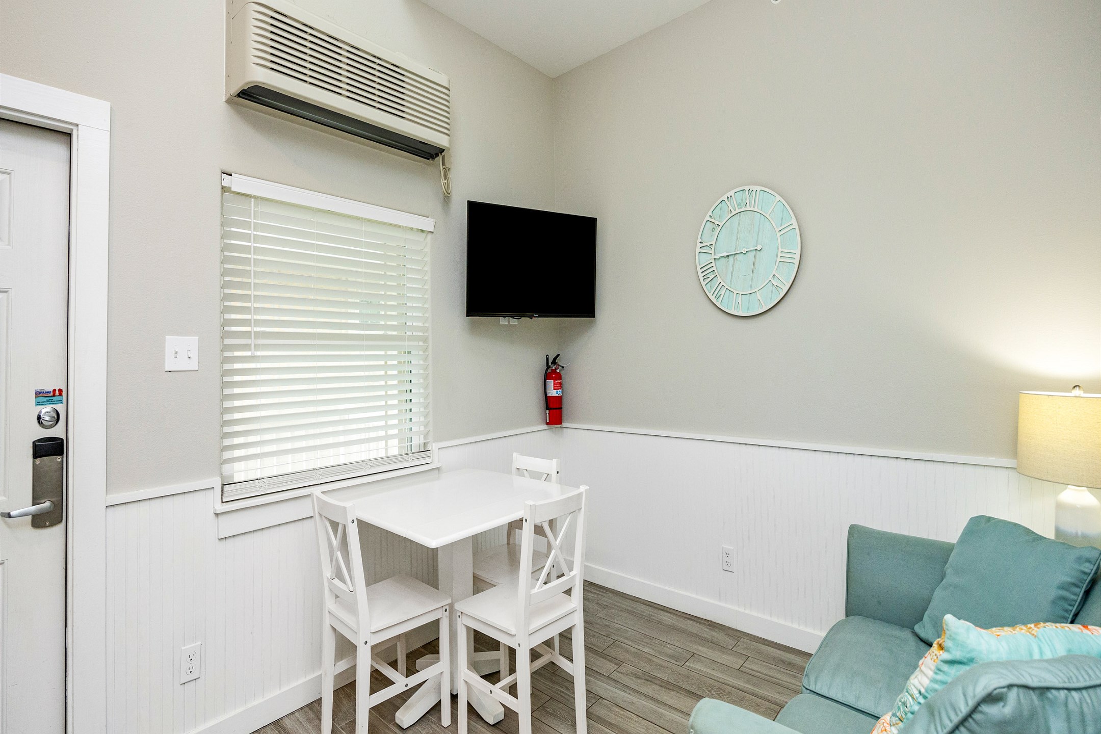 Cozy living area with flat screen TV 