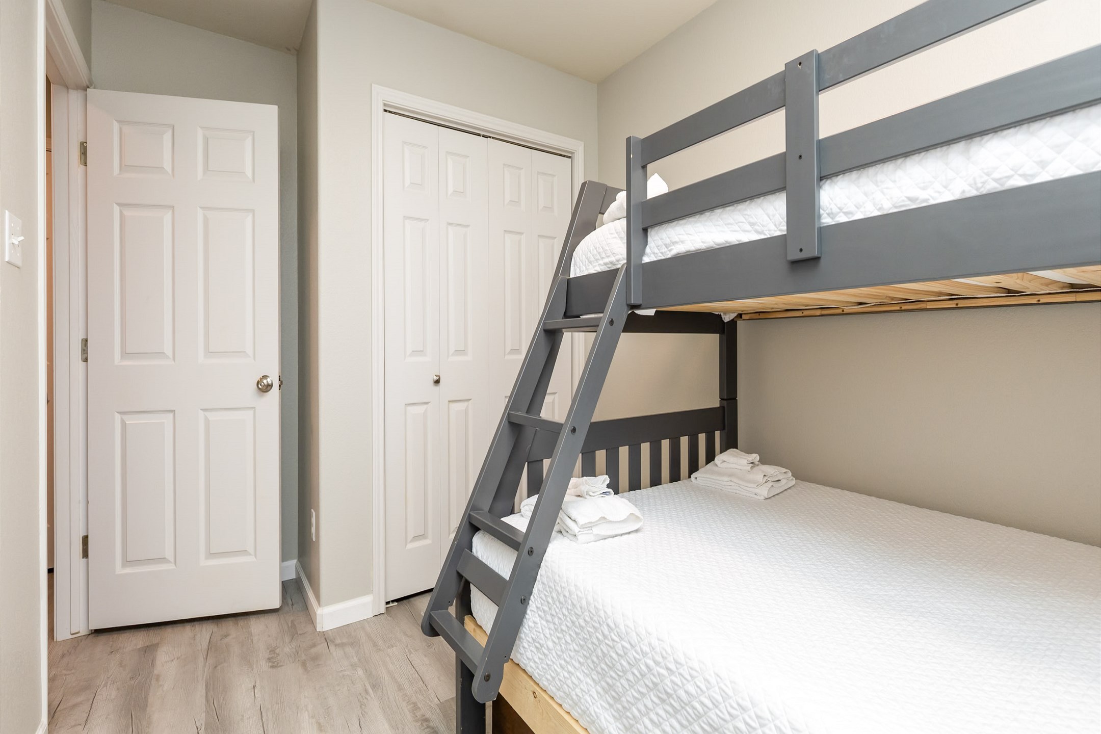 Second bedroom on the second floor with twin over full size bunk bed