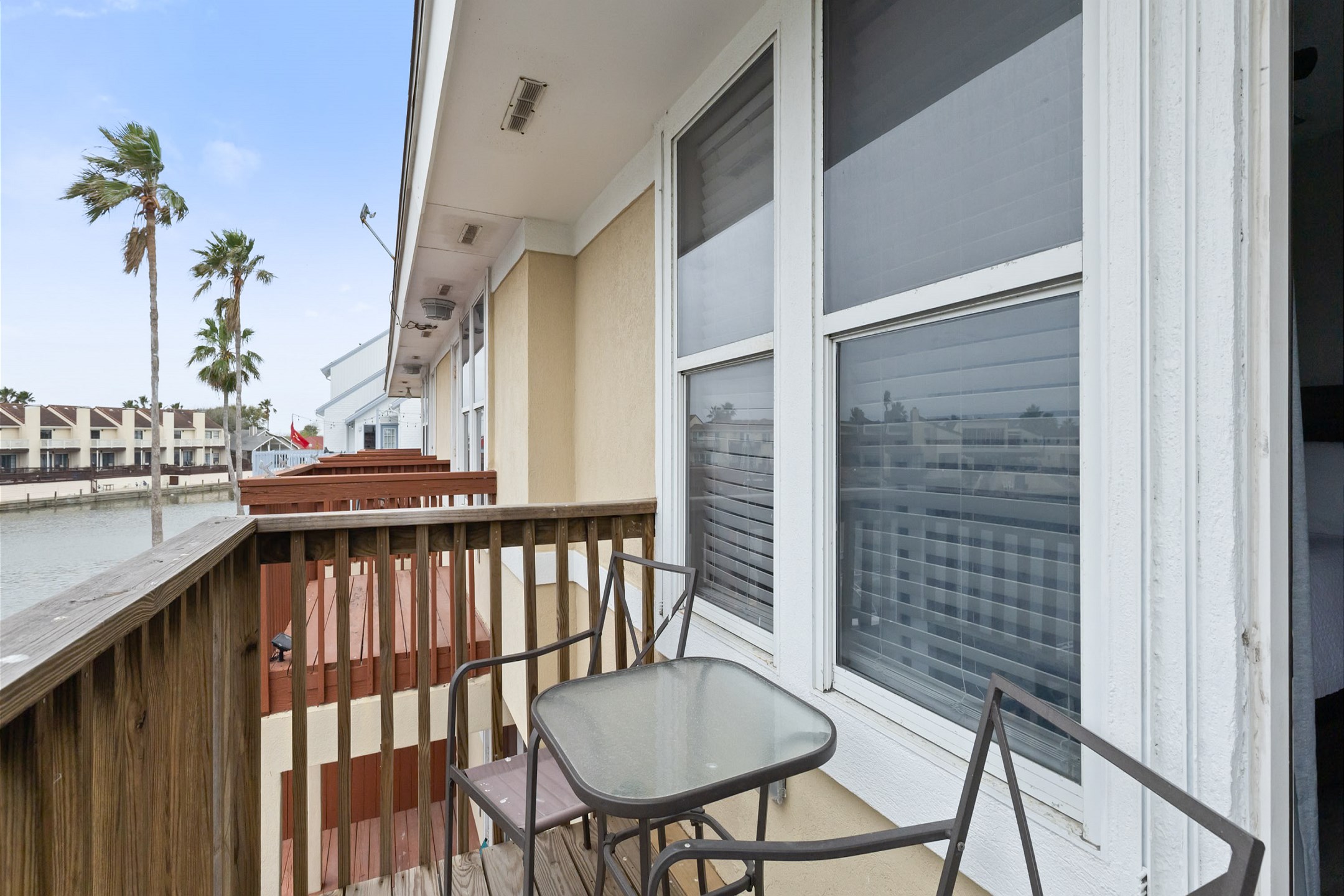 Private balcony from master bedroom with views of the canal waters