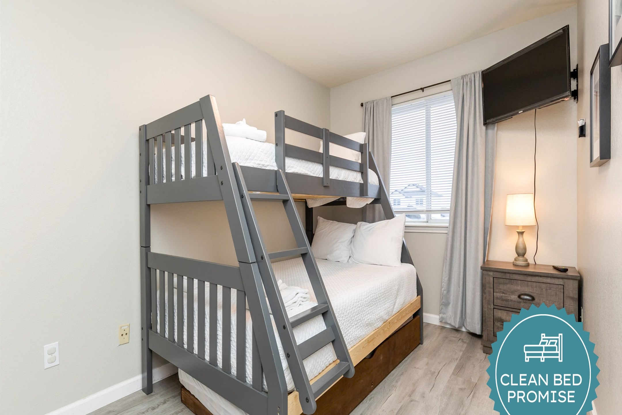 Sleep better at Padre Escapes with our exclusive Clean Bed Promise; providing fresh linens, comforters, and towels washed at high temperatures exceeding CDC recommendations, setting us apart for a truly restful vacation