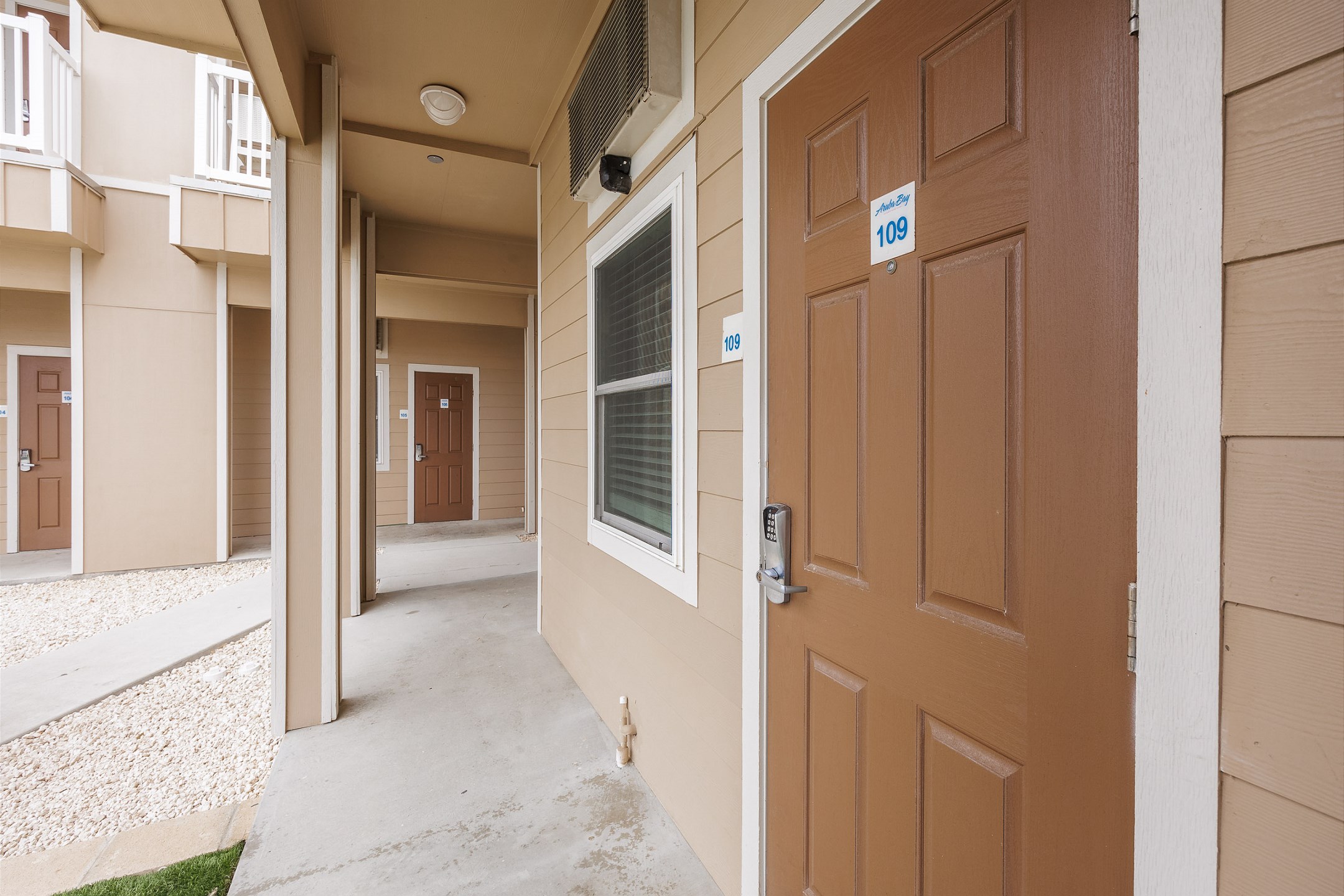 Front door to property comes with a coded lock for added security