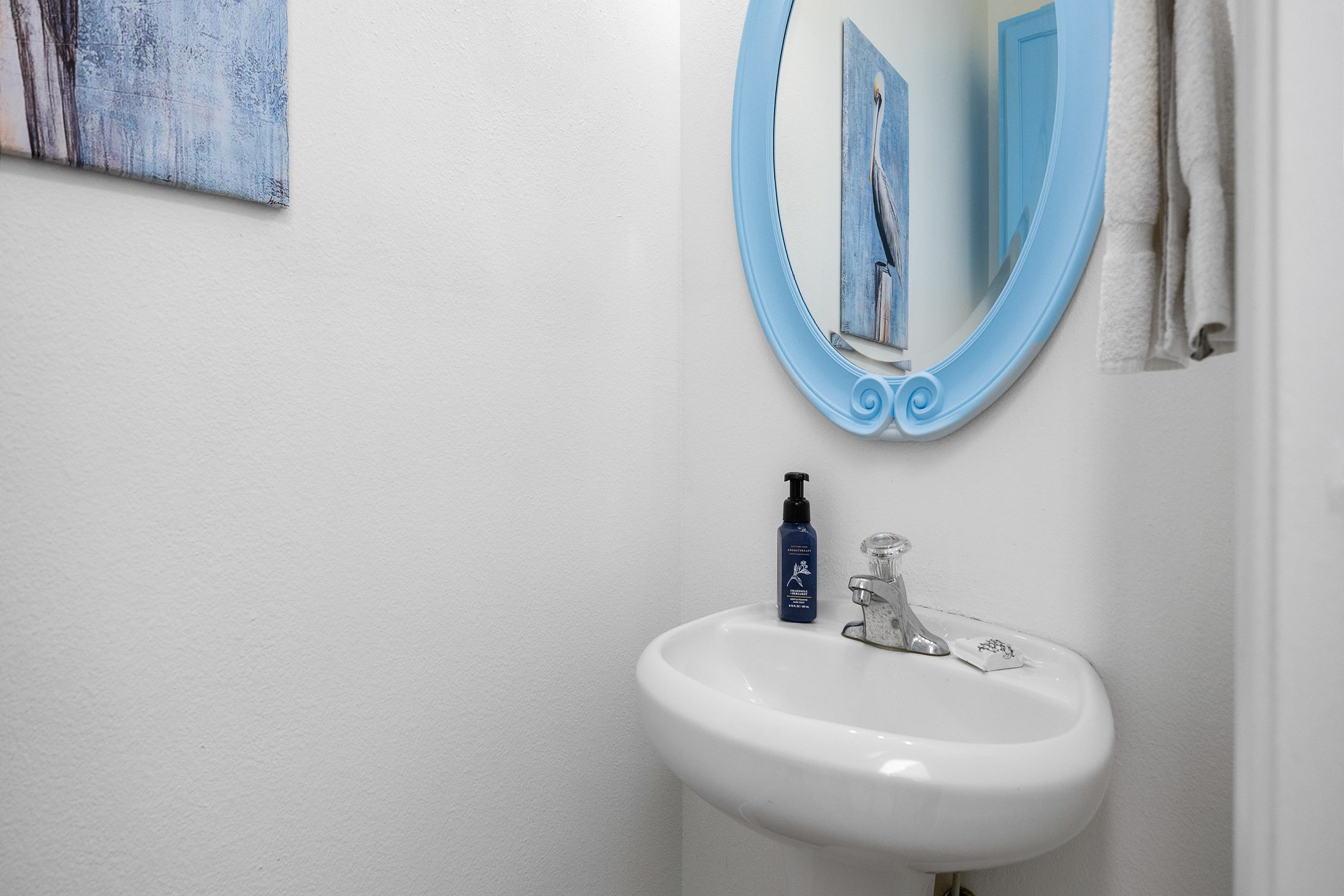 Convenient first-floor half bathroom for easy access