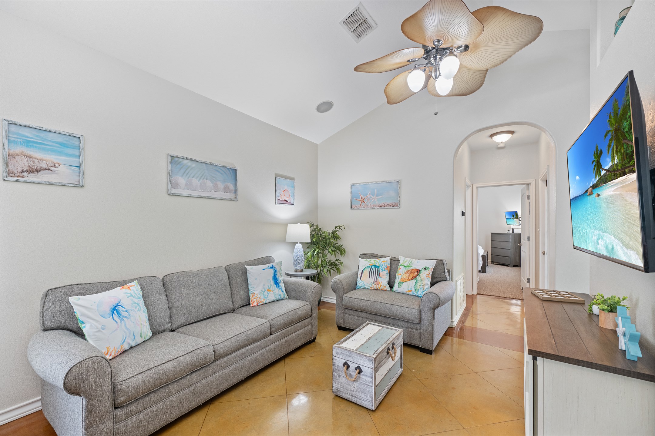 Cozy up for a movie or just lounge the day away—there’s space for it all including queen size sleeper sofa