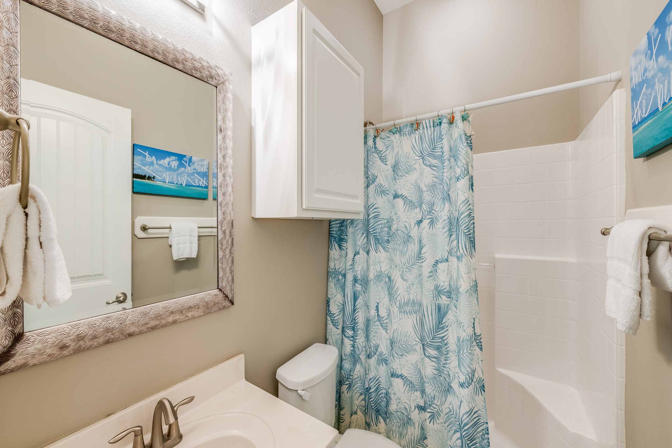 Guest bathroom on the first floor with walk in shower