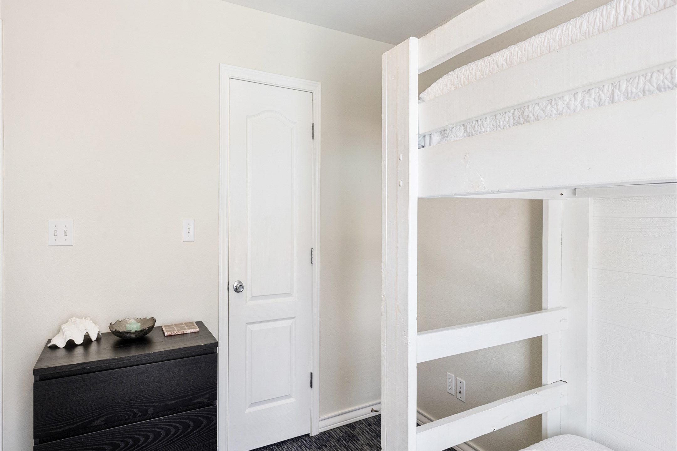 Third bedroom on the second floor with two sets of twin over twin size bunk beds 