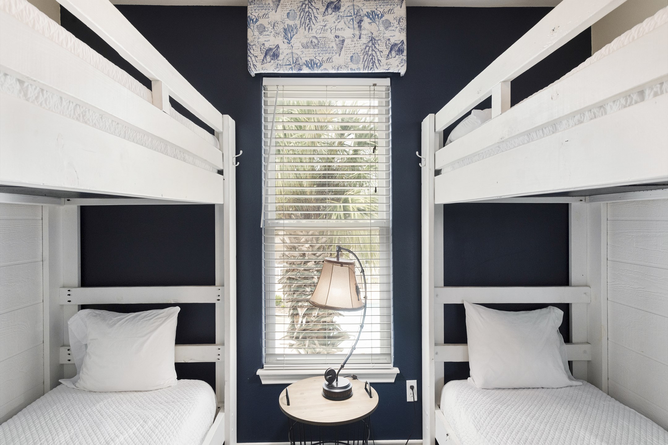 Third bedroom on the second floor with two sets of twin over twin size bunk beds 