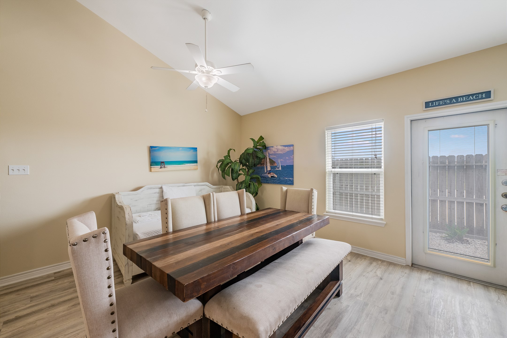 Dining table with seating for six