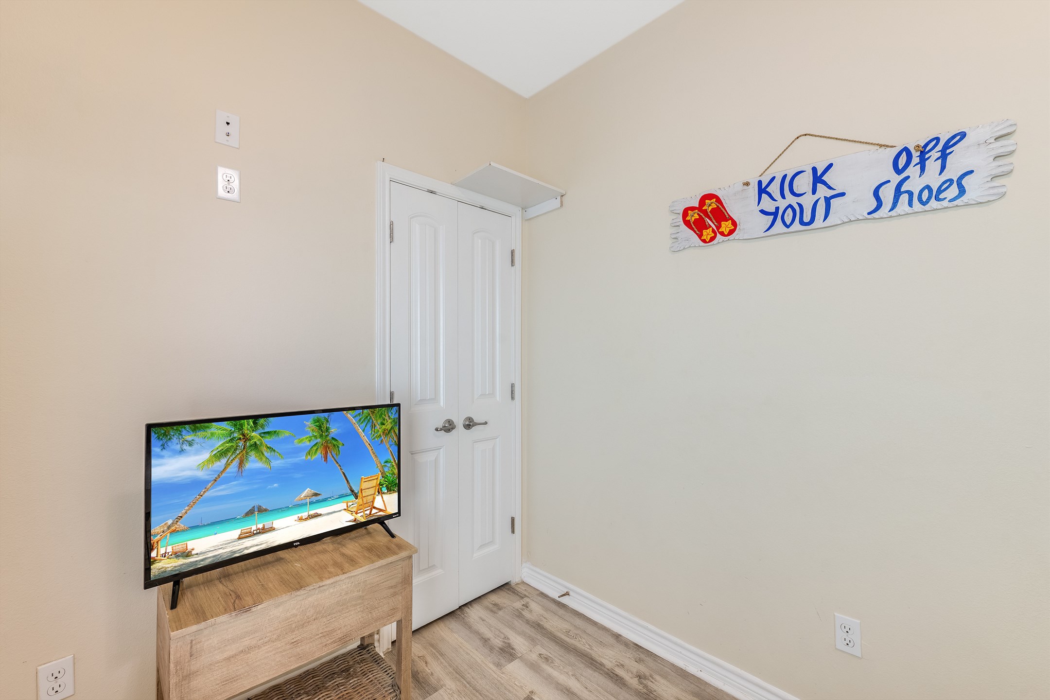 Second bedroom with twin over full size bunk bed with twin trundle and flat screen TV