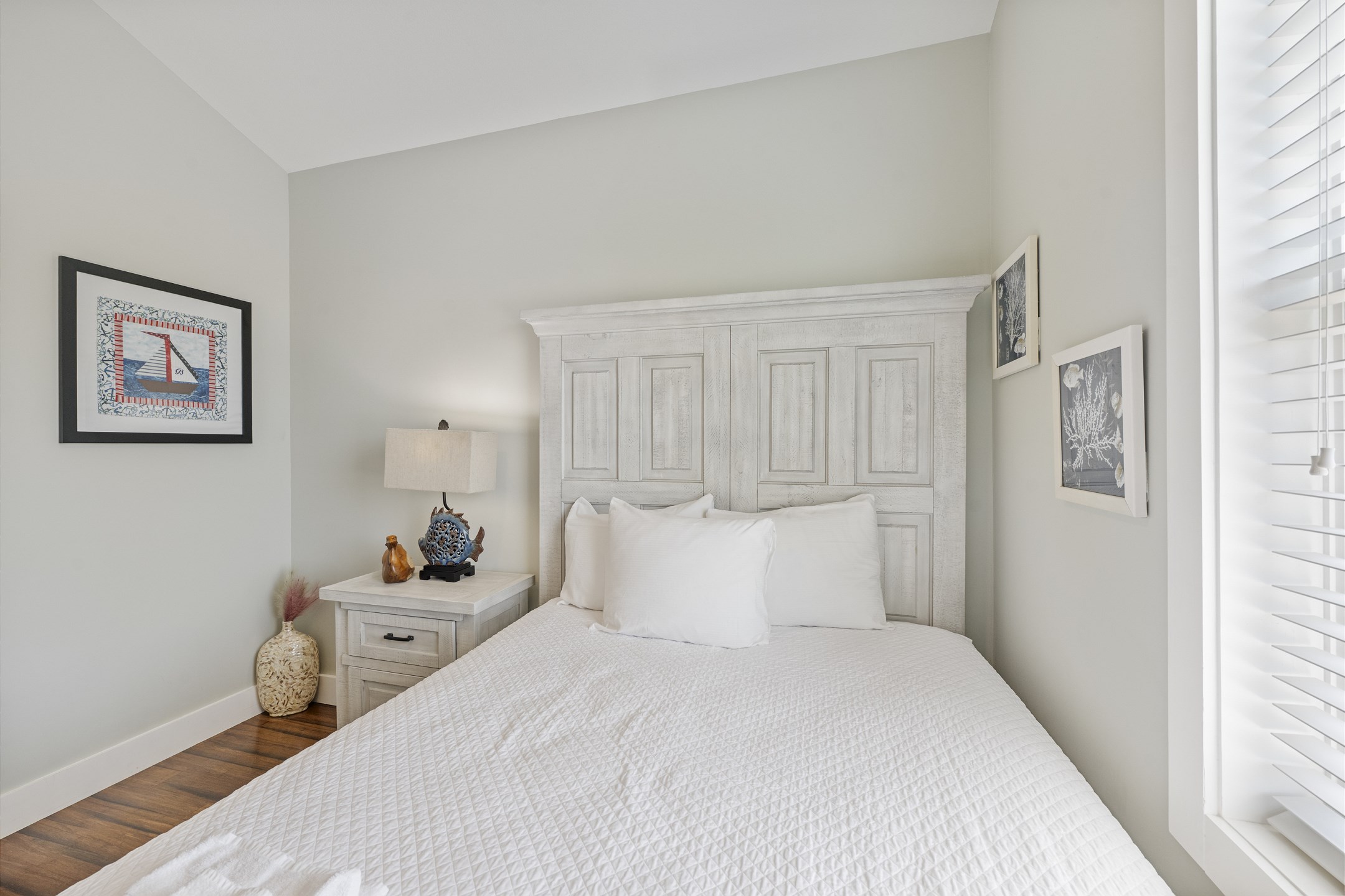 Master bedroom on the second floor with queen size bed and flat screen TV