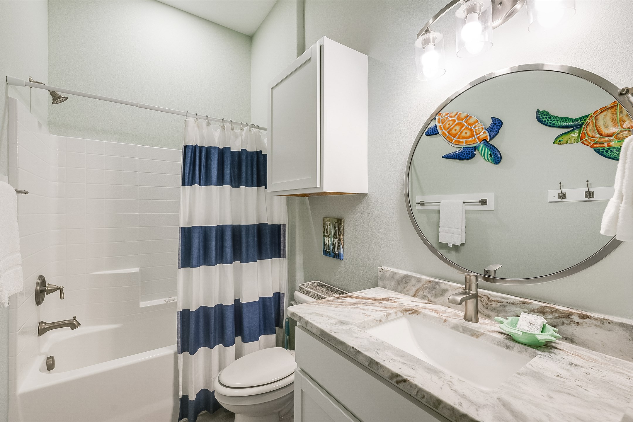 Enjoy comfort in the guest bath with a spacious tub-shower combo