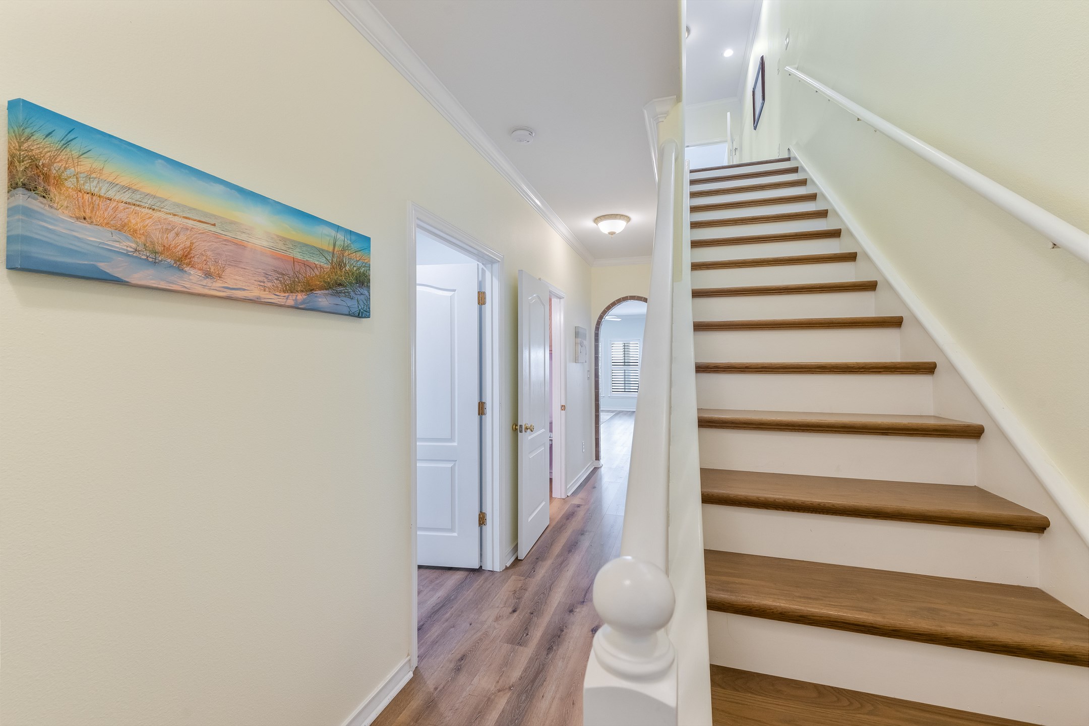 Stairs leading to second and third bedrooms 