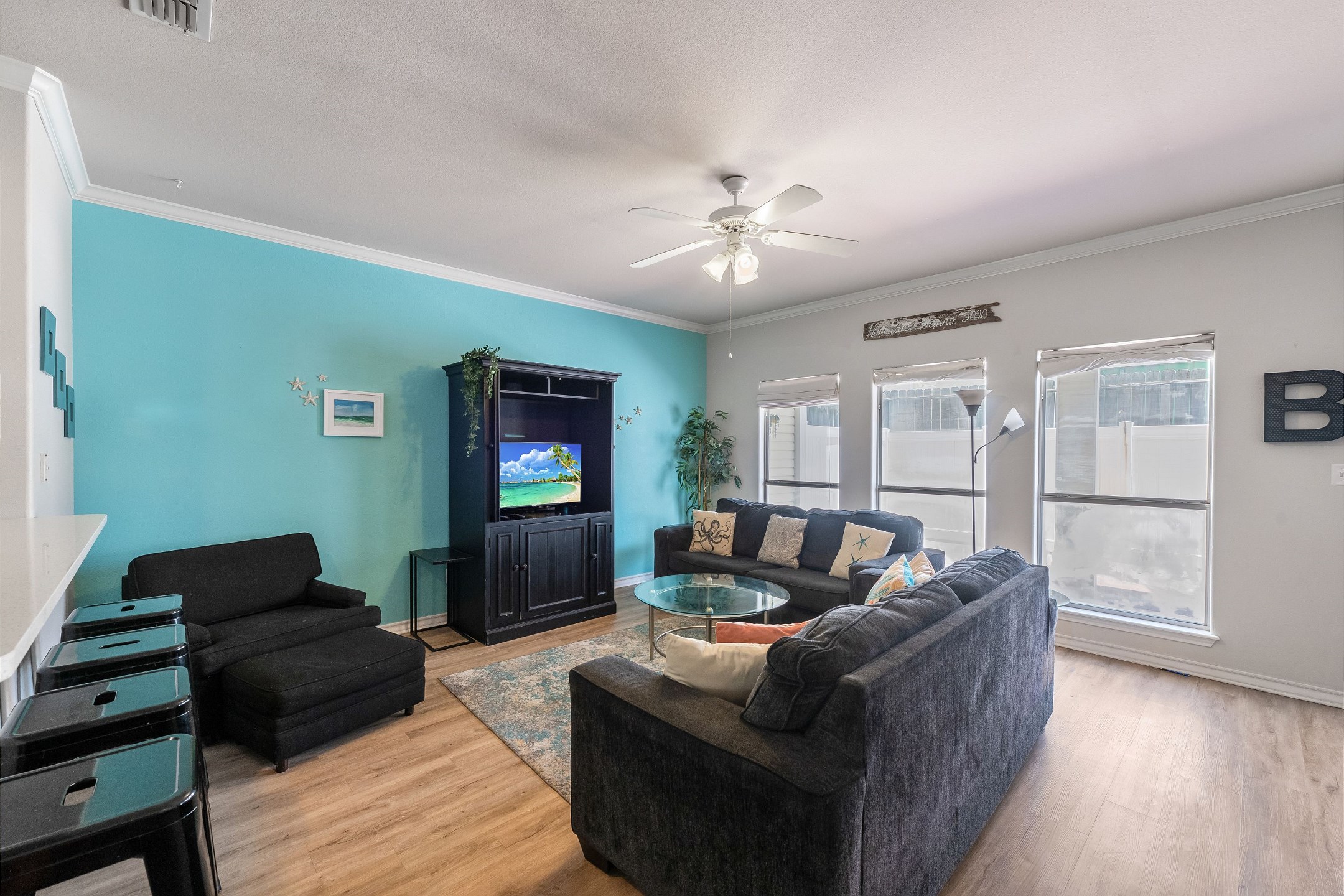 After a day of exploring, come home to a living room that feels like, well, home