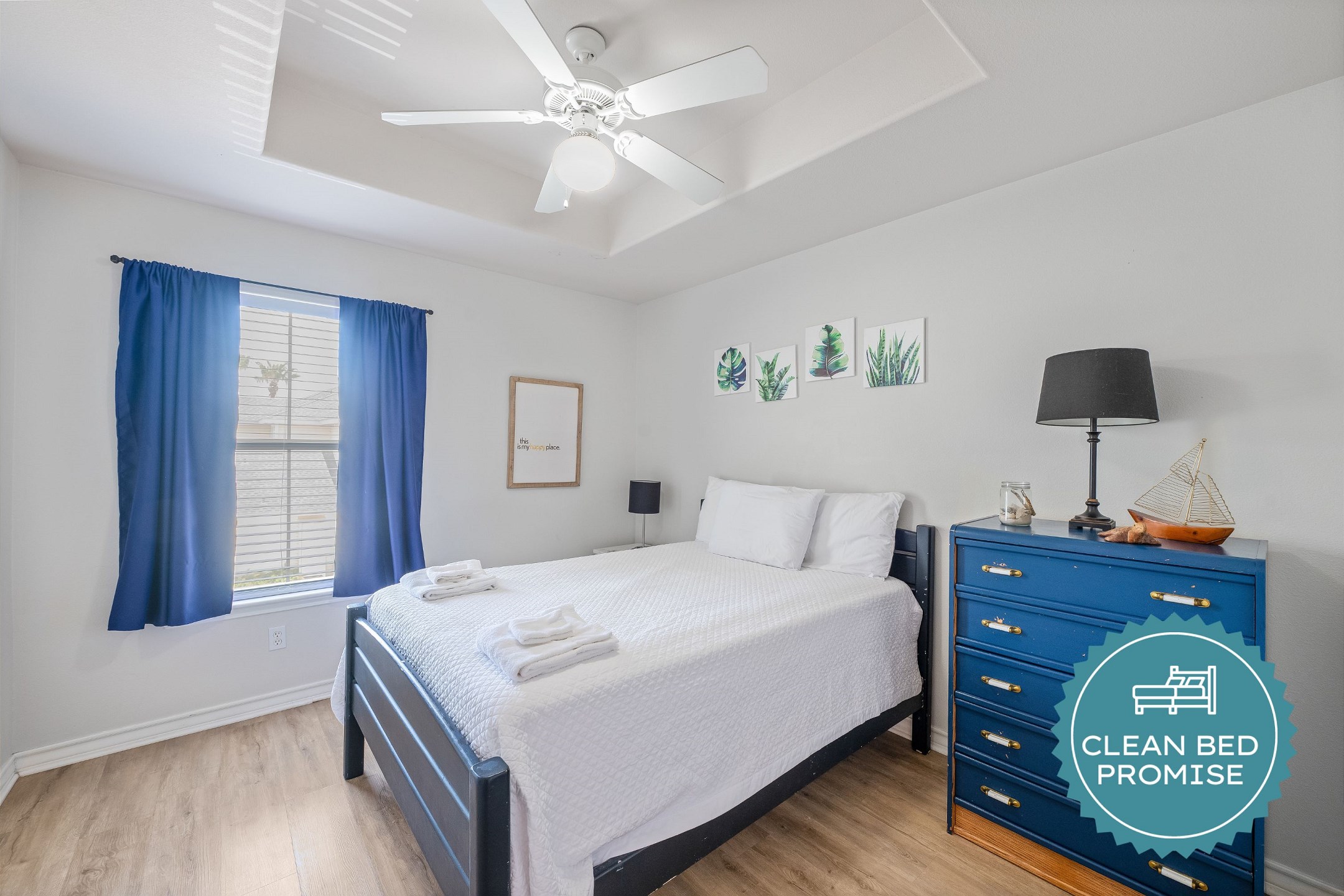Sleep better at Padre Escapes with our exclusive Clean Bed Promise; providing fresh linens, comforters, and towels washed at high temperatures exceeding CDC recommendations, setting us apart for a truly restful vacation