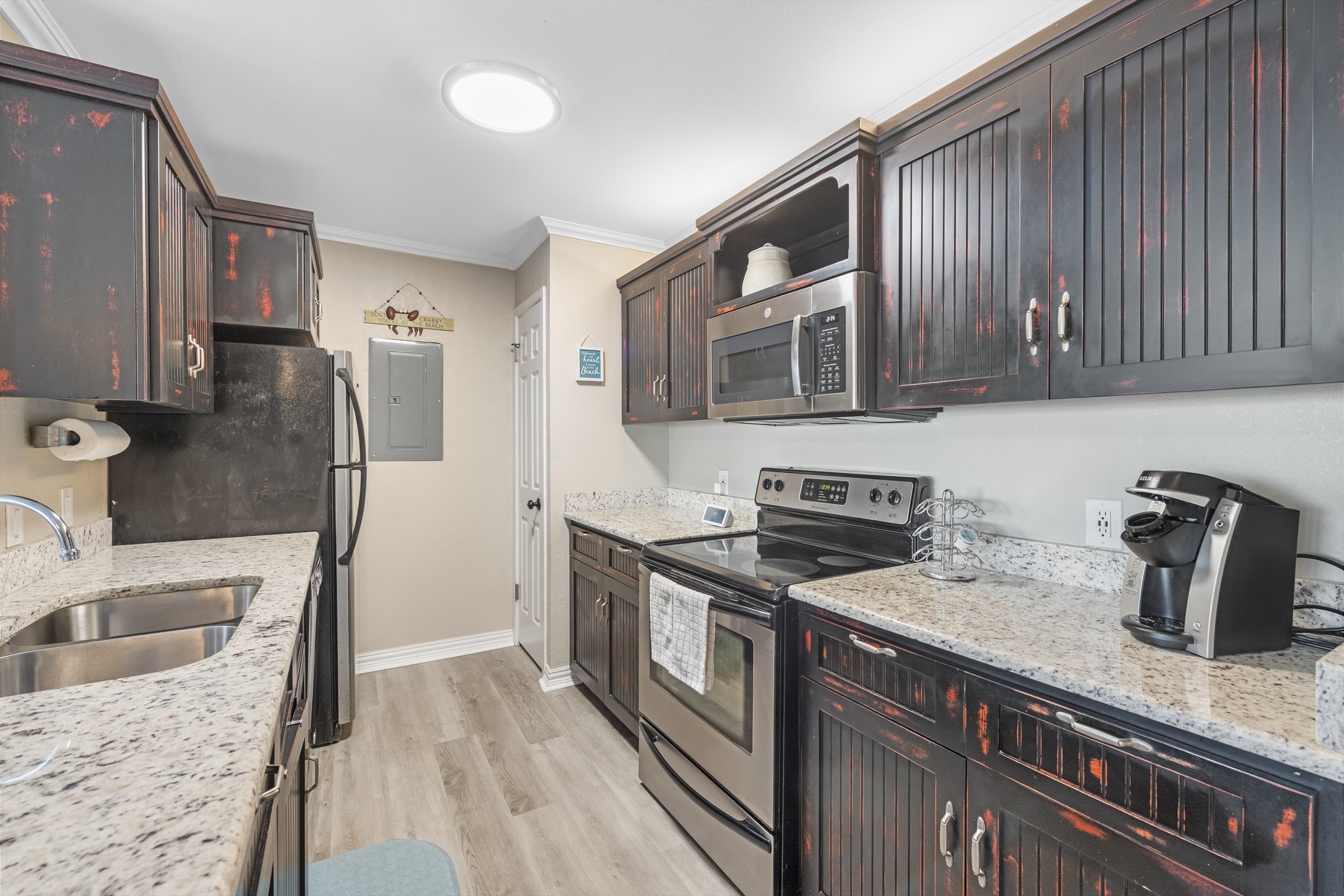 Fully equipped kitchen with all the counter space and a Keurig coffeemaker