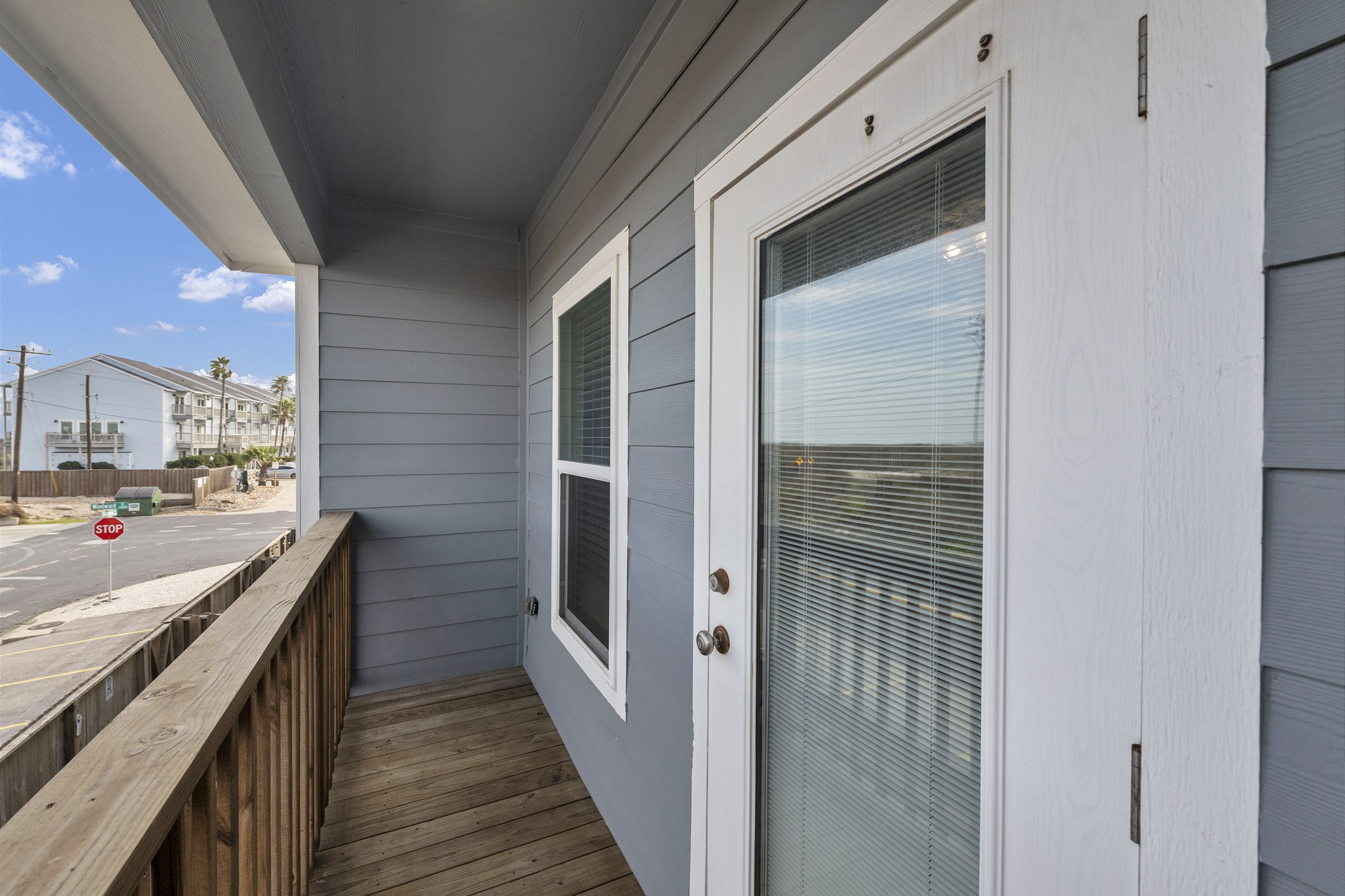 Private balcony off the second bedroom with Texas views and close access to the beach 