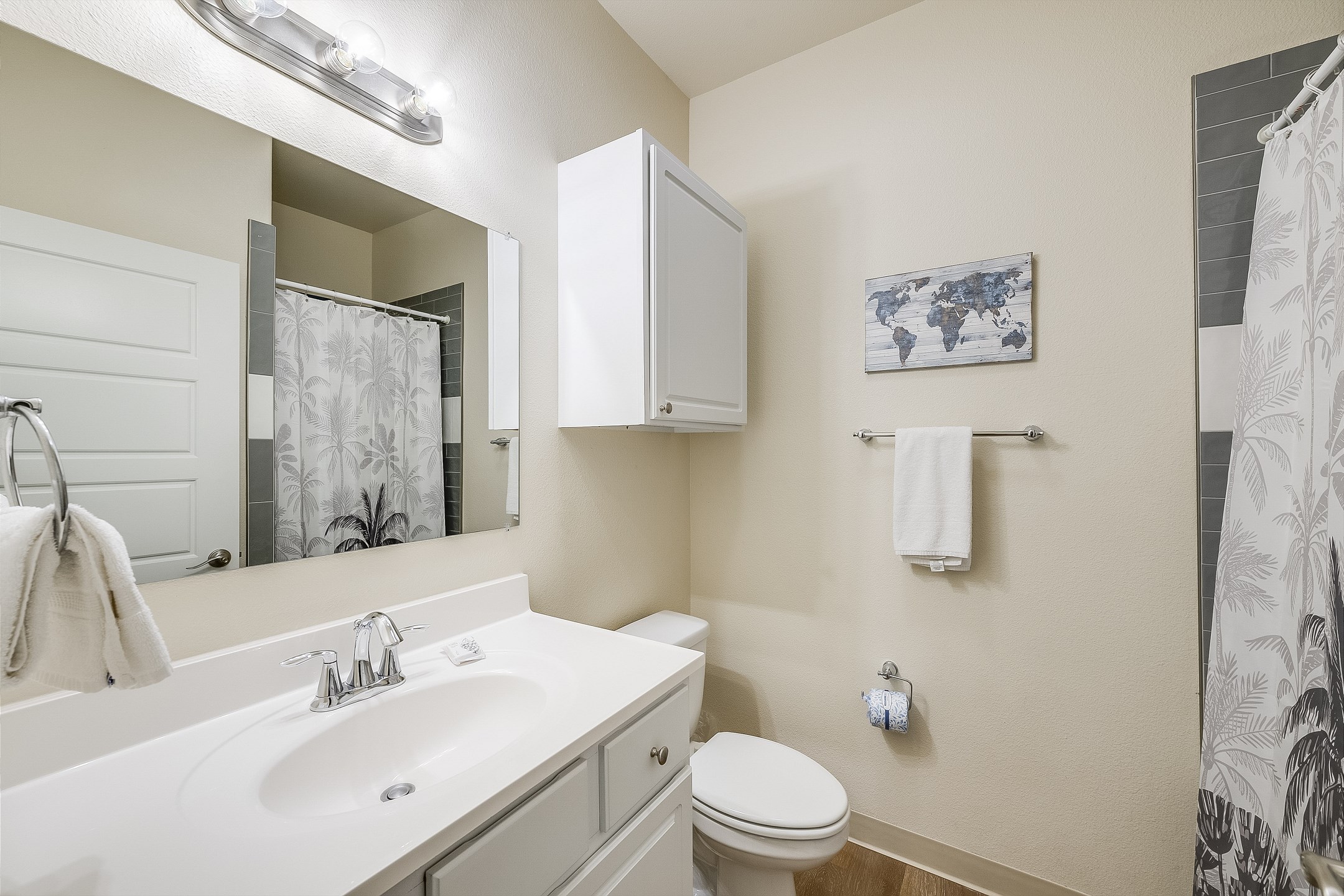 Guest bathroom on the second floor with walk in shower