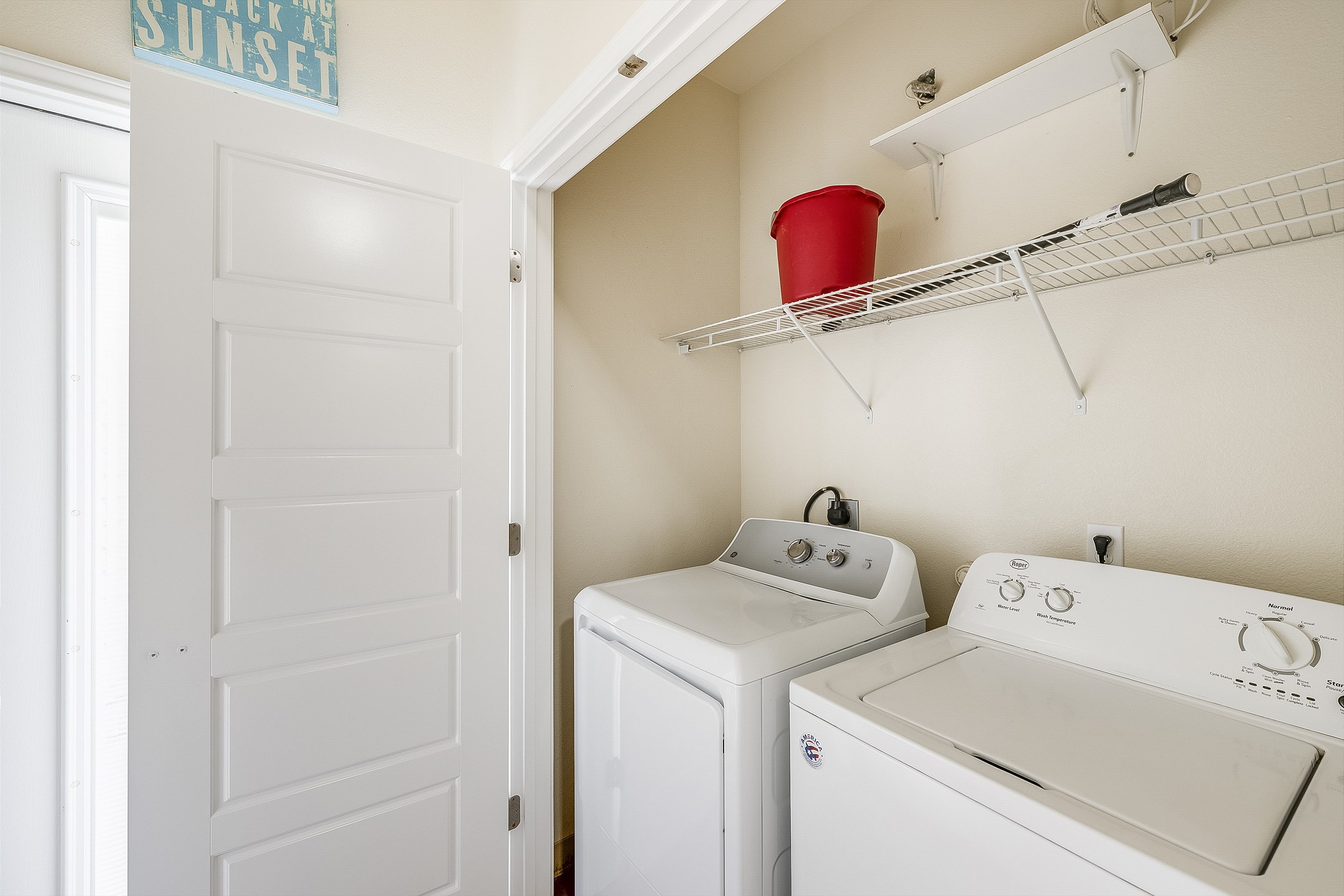 Convenient in-home laundry room with washer and dryer for guest use