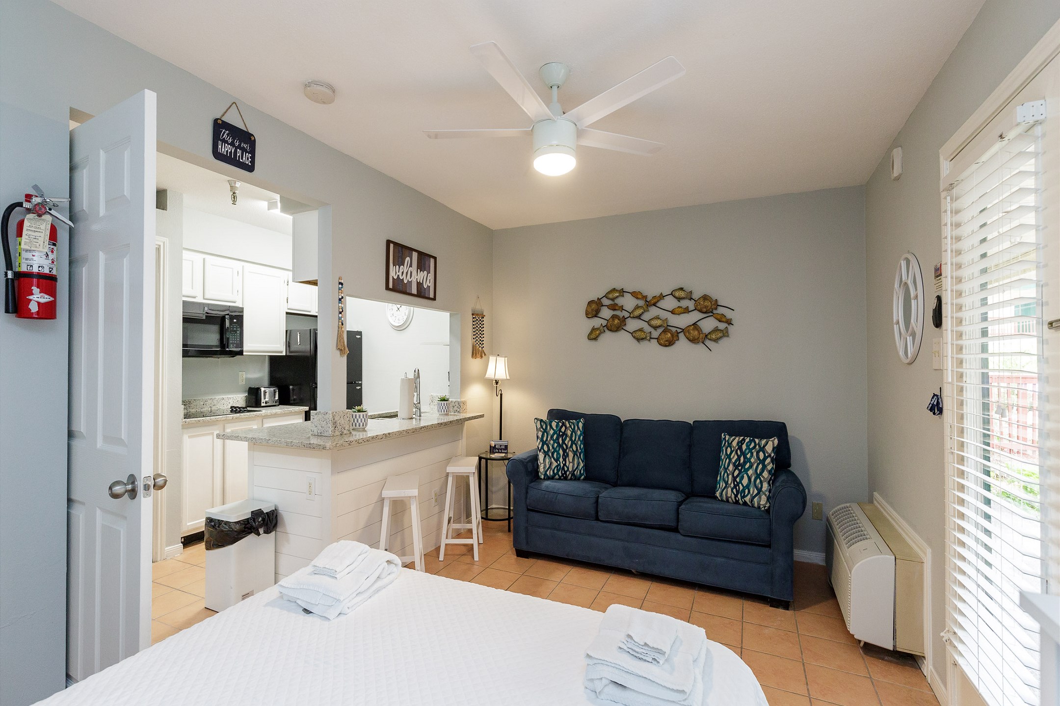 Recently updated interior with full size bed and full size sleeper sofa