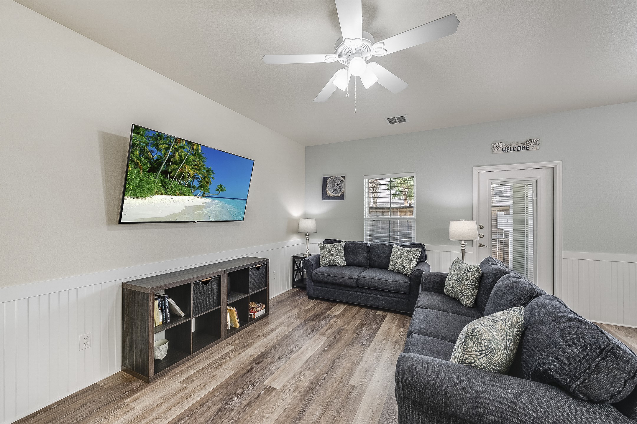 Family-friendly hub with comfortable seating and direct access to outdoor patio