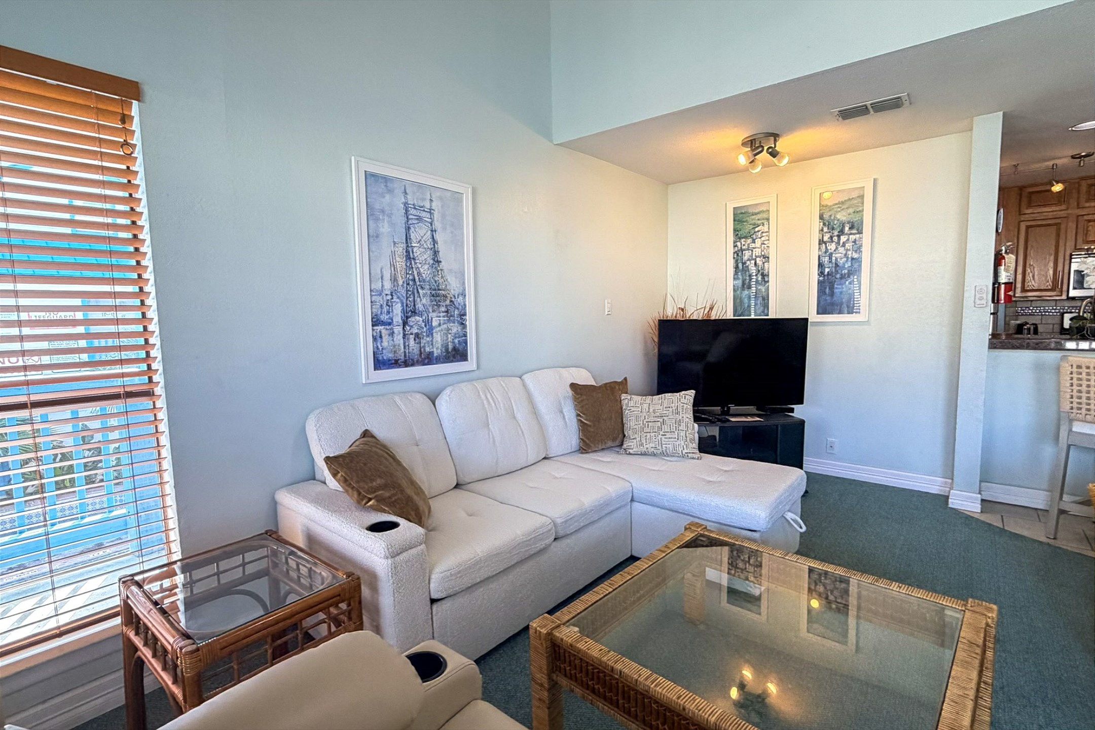 New sleeper sofa to relax on and enjoy TV during your vacation