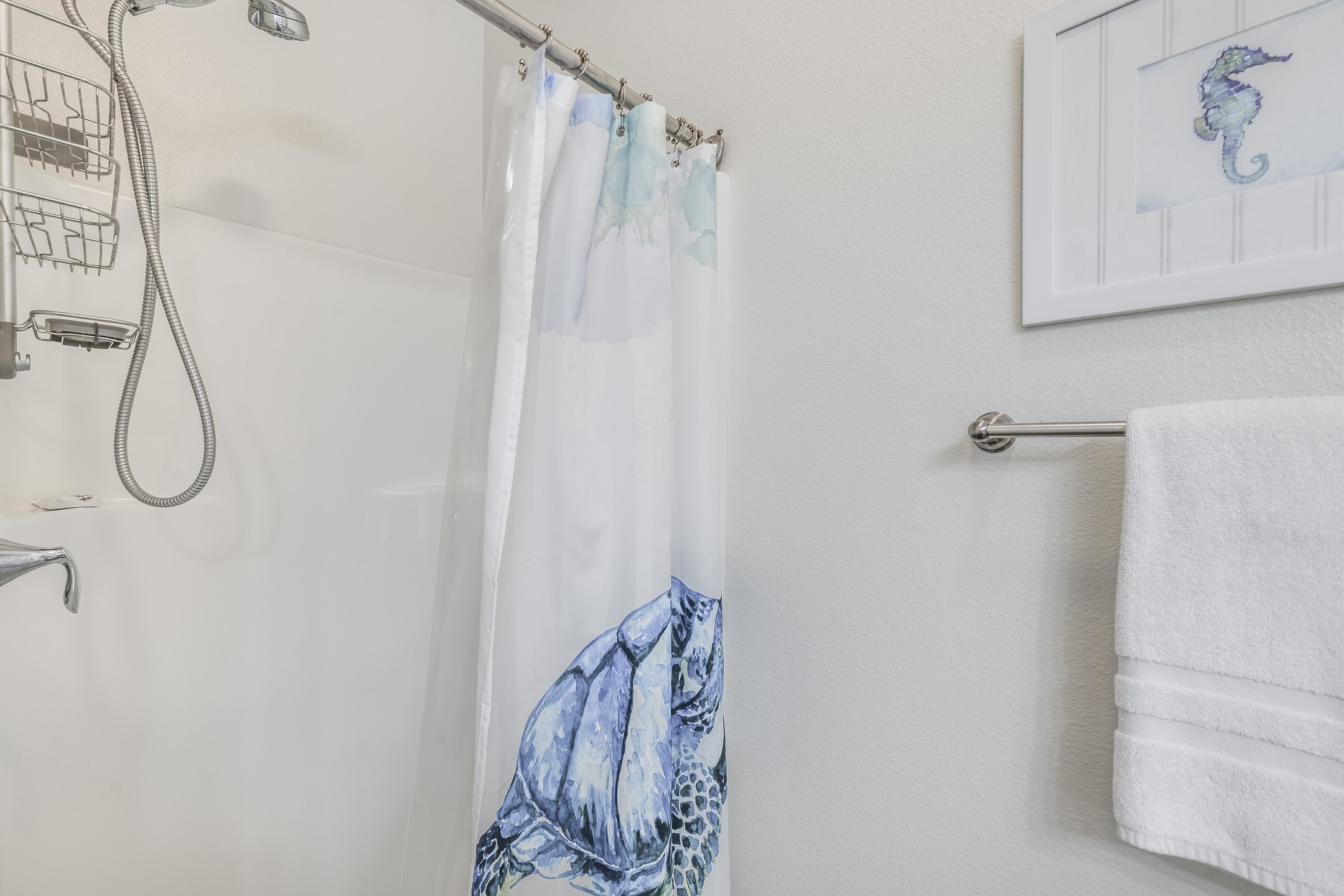 Guest bathroom on the second floor with walk in shower