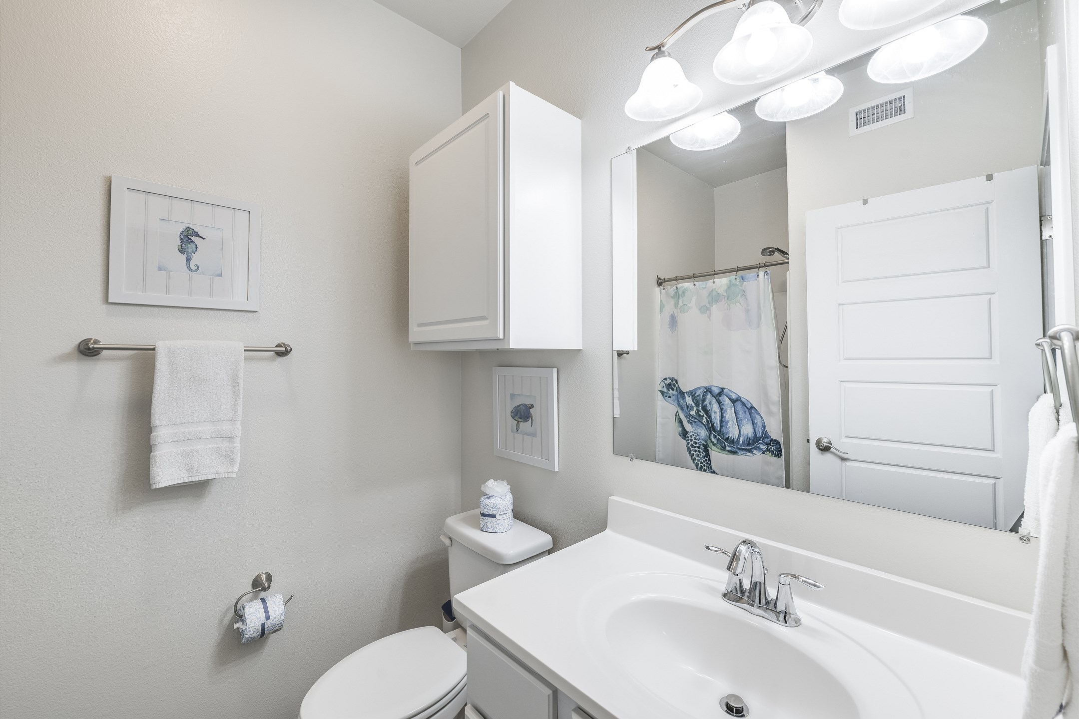 Guest bathroom on the second floor with walk in shower