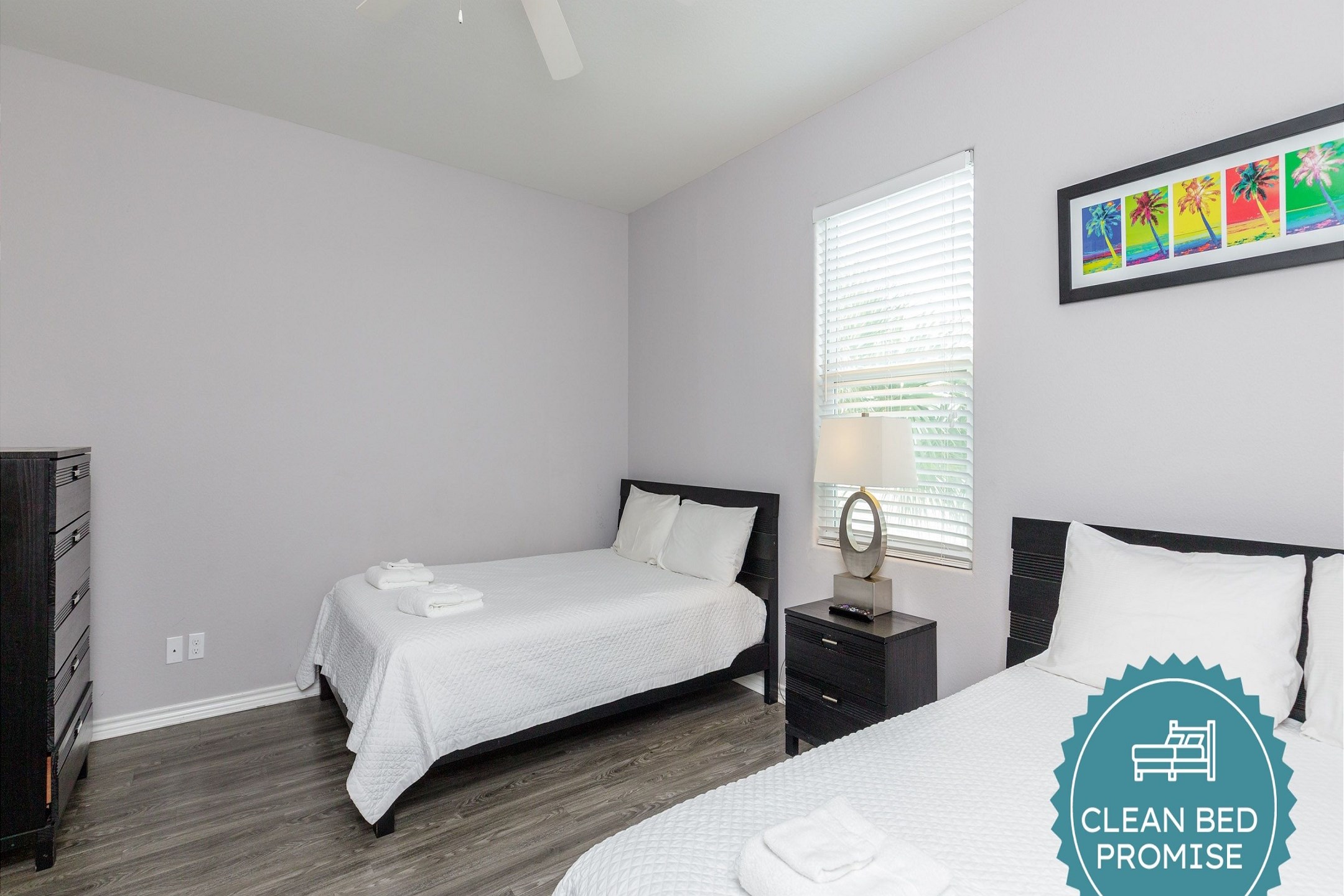 Sleep better at Padre Escapes with our exclusive Clean Bed Promise; providing fresh linens, comforters, and towels washed at high temperatures exceeding CDC recommendations, setting us apart for a truly restful vacation
