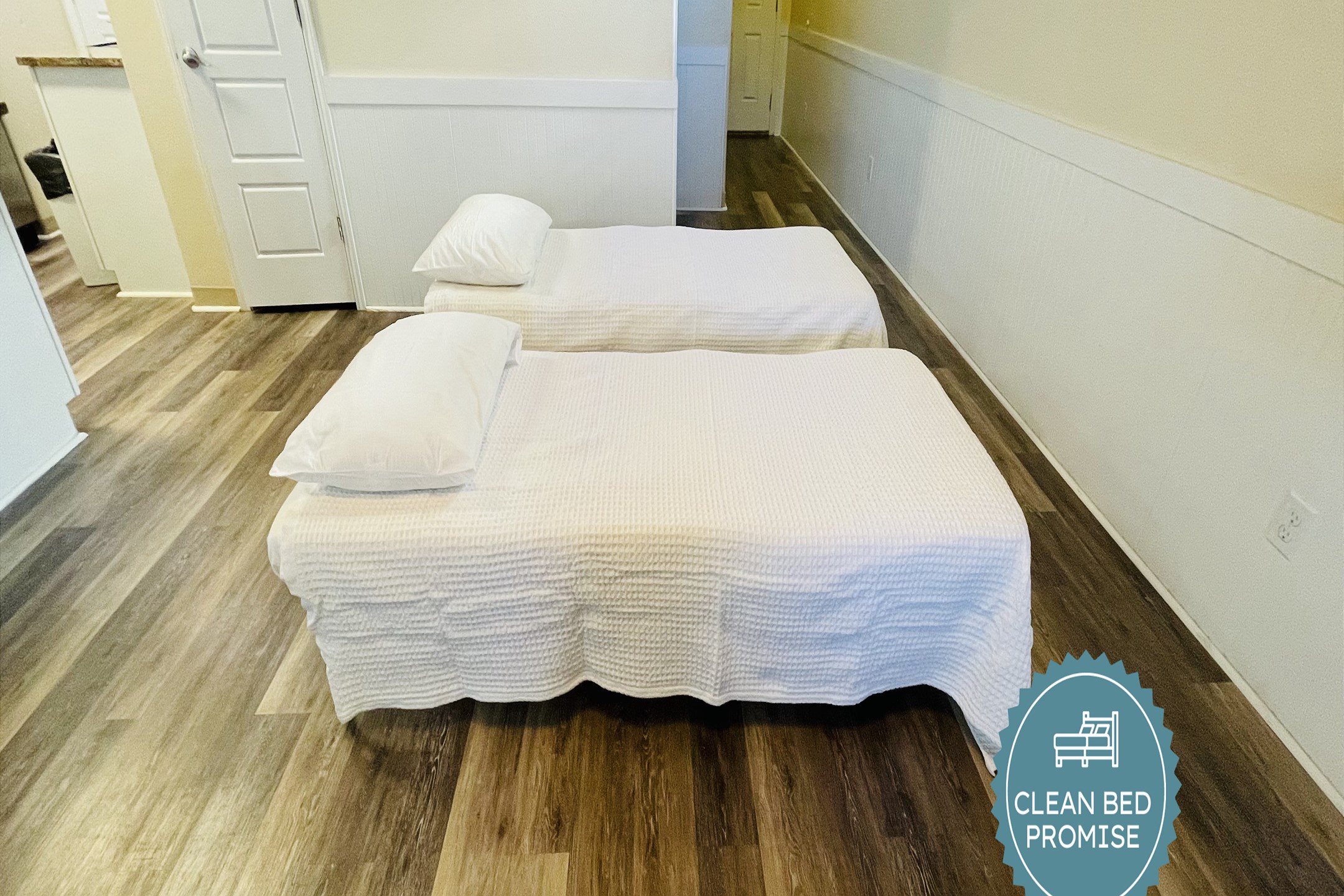 Two twin roll away beds with memory foam mattress 