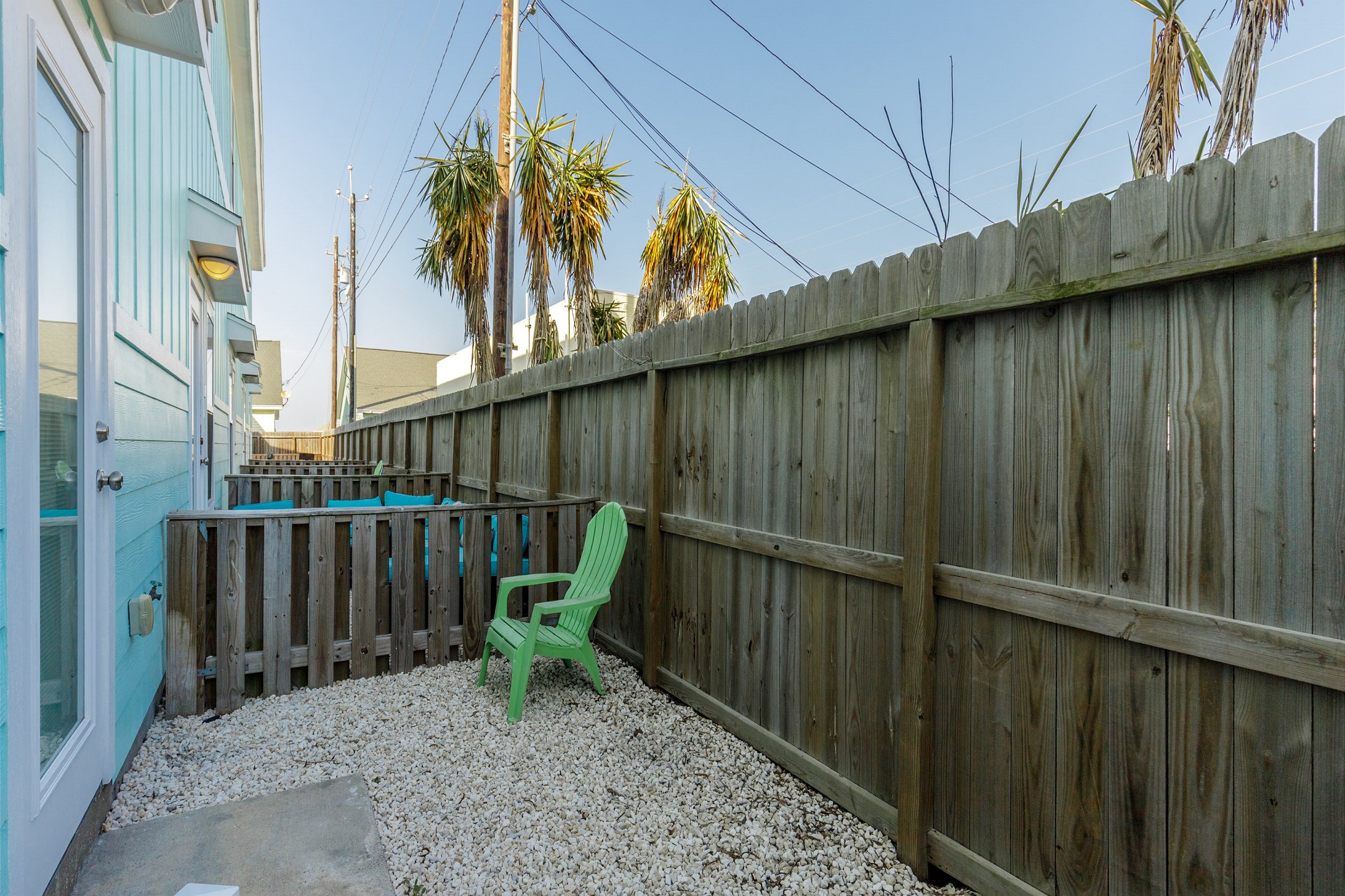 Patio space to relax after a beach or pool day 