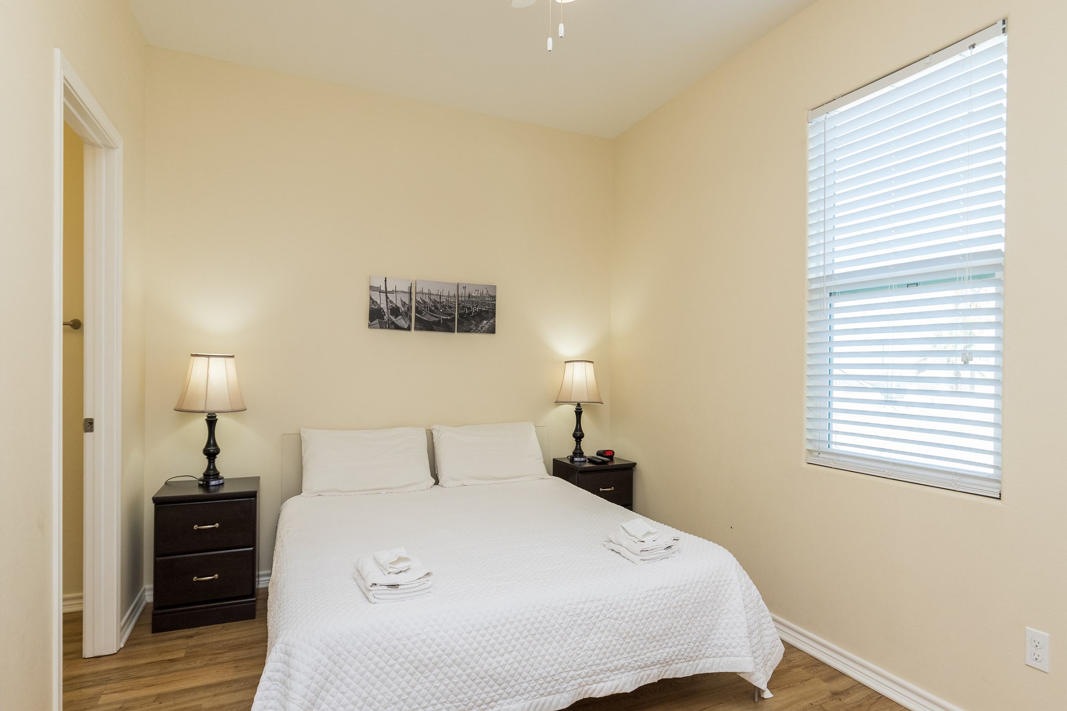 Master bedroom on the second floor with king size bed