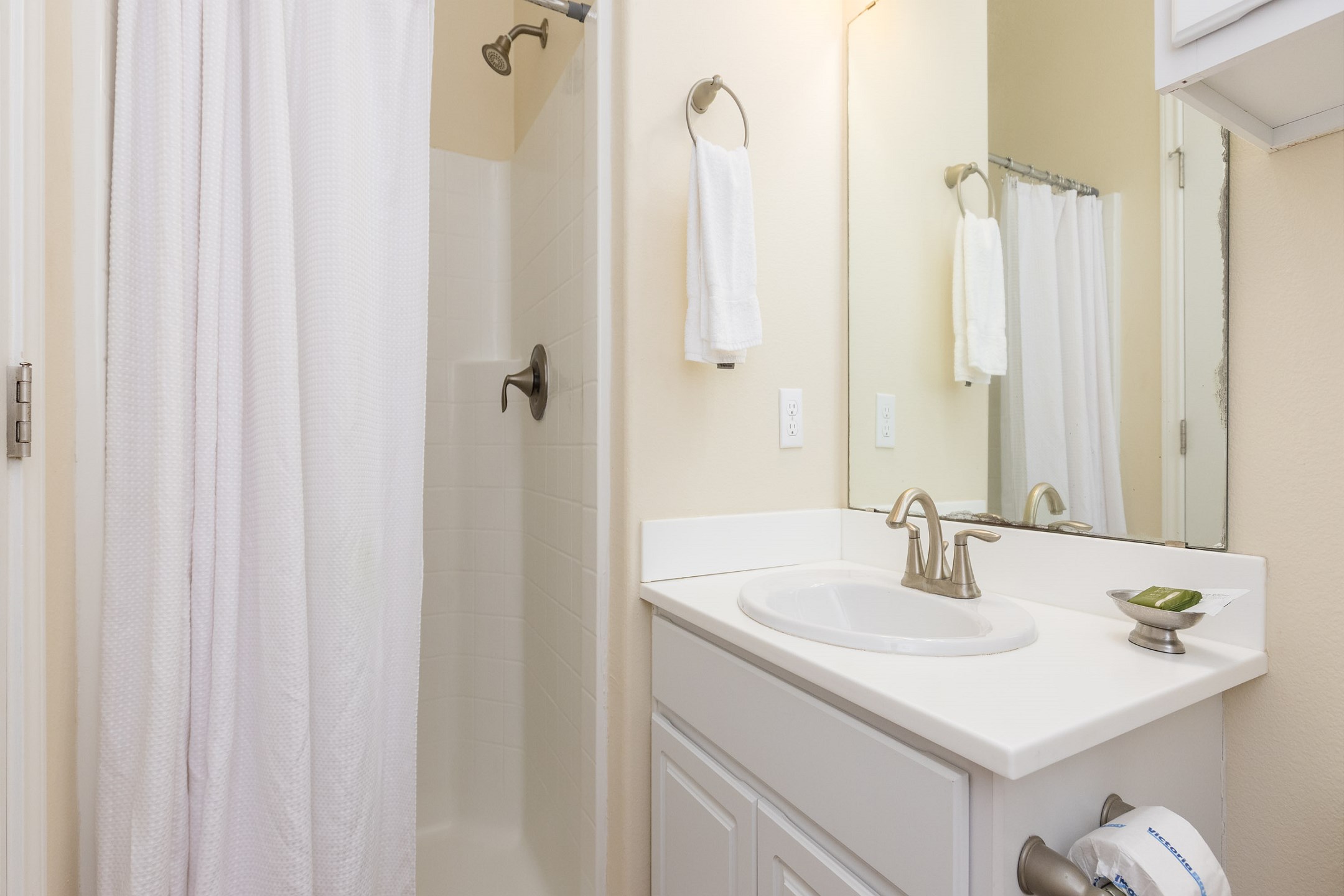 Master bathroom on the second floor with walk in shower