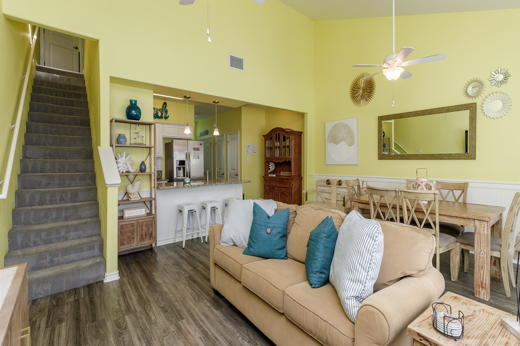 Updated living space with new queen size sleeper sofa and décor