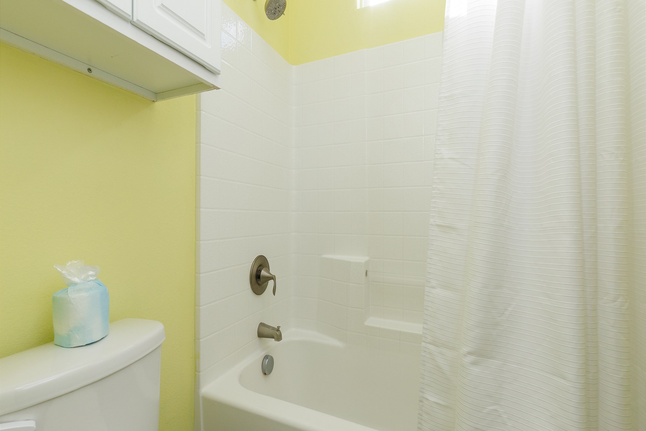 Guest bathroom with tub and shower combo 