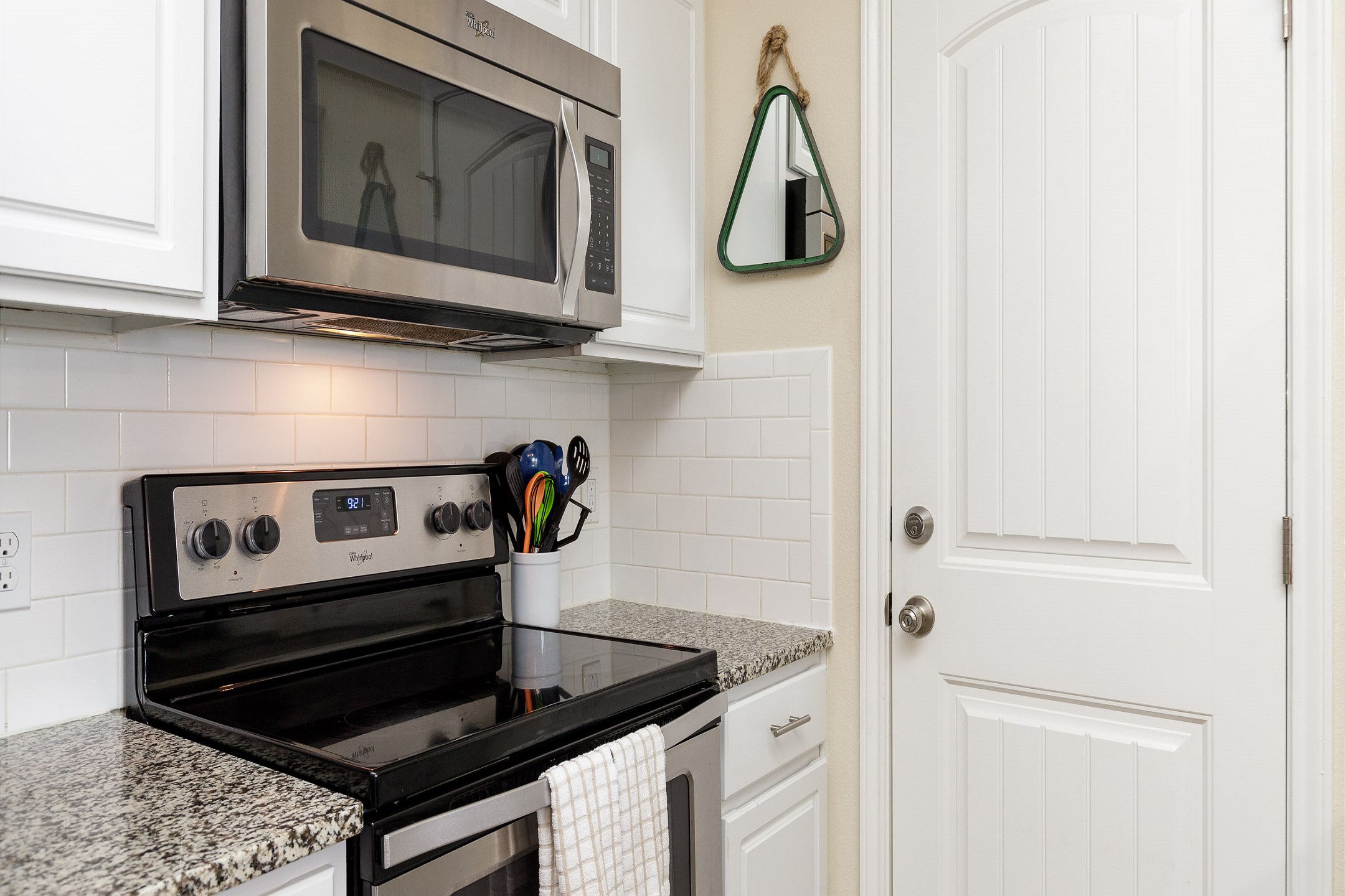 Kitchen area with stainless steel appliances to cook any meal of the day