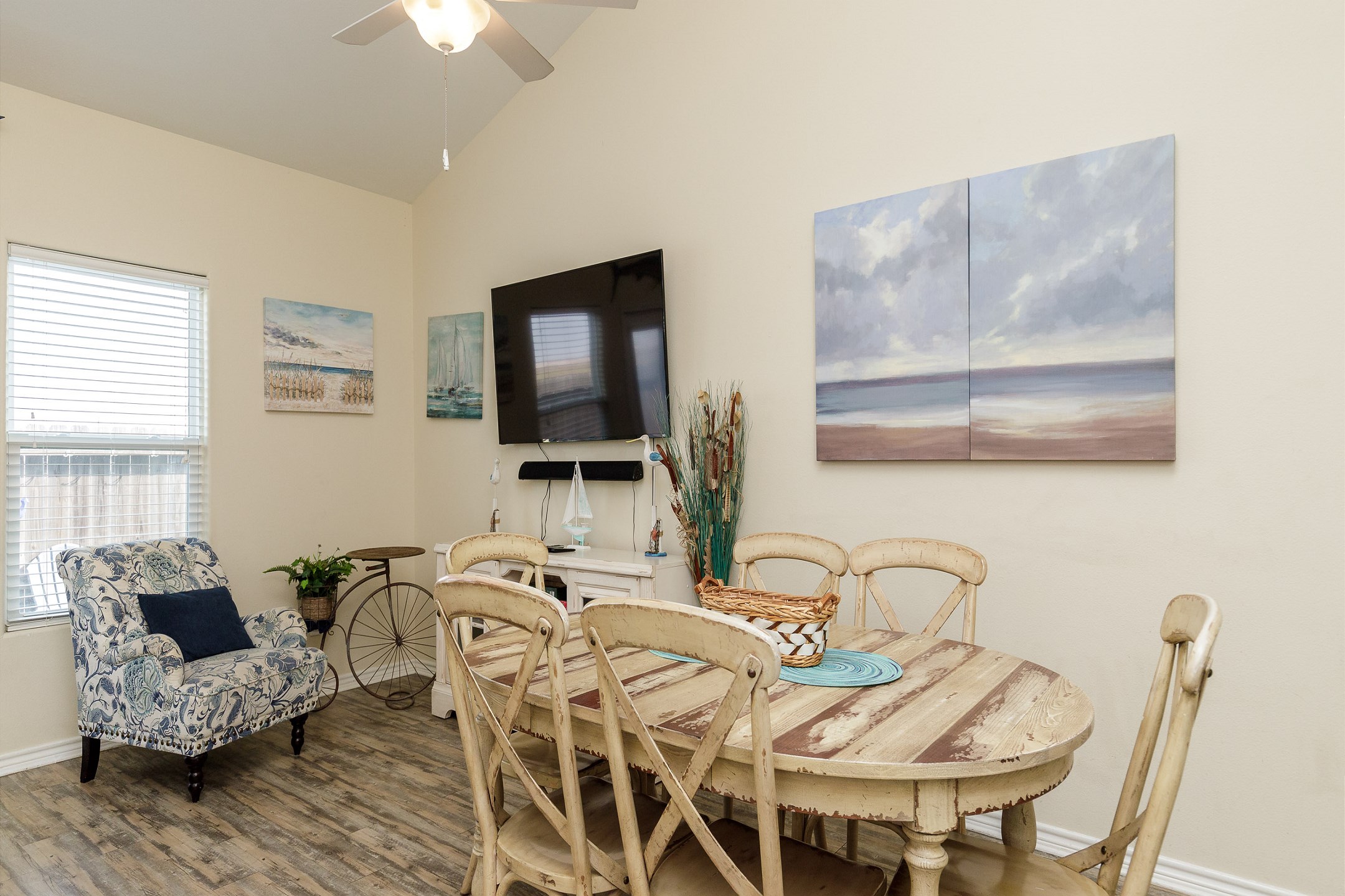 Dining table with seating for six 