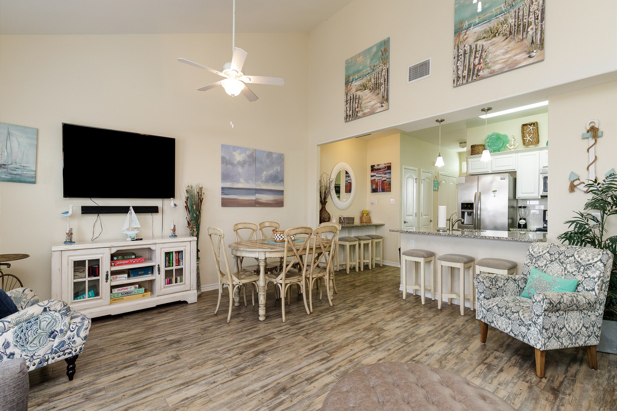 Open concept living, dining and kitchen area to spend time with the family 