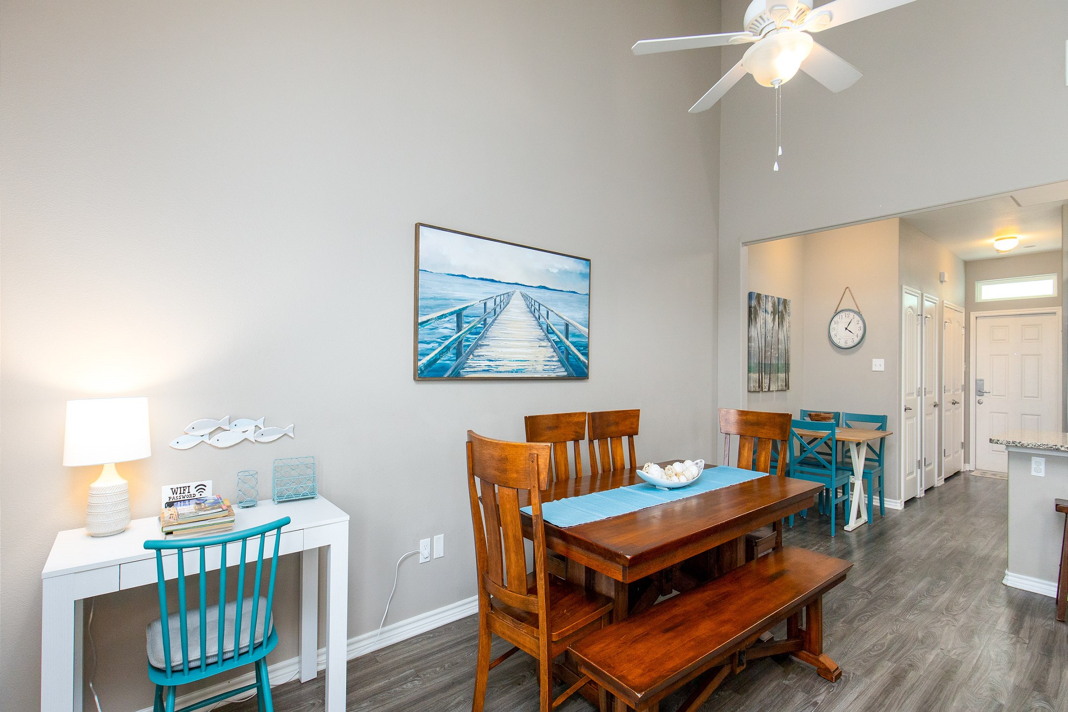 A dining table for 6 and a convenient work space - perfect for meals or getting things done